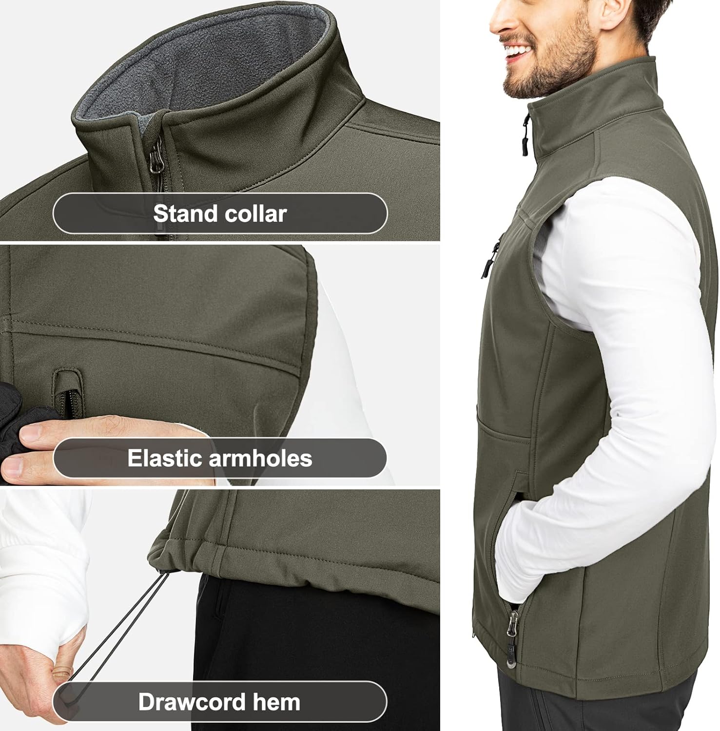 Thumbnail 5 de 33,000ft Men's Softshell Gilet: Windproof, Fleece-Lined Vest for Leisure, Golf and Travel