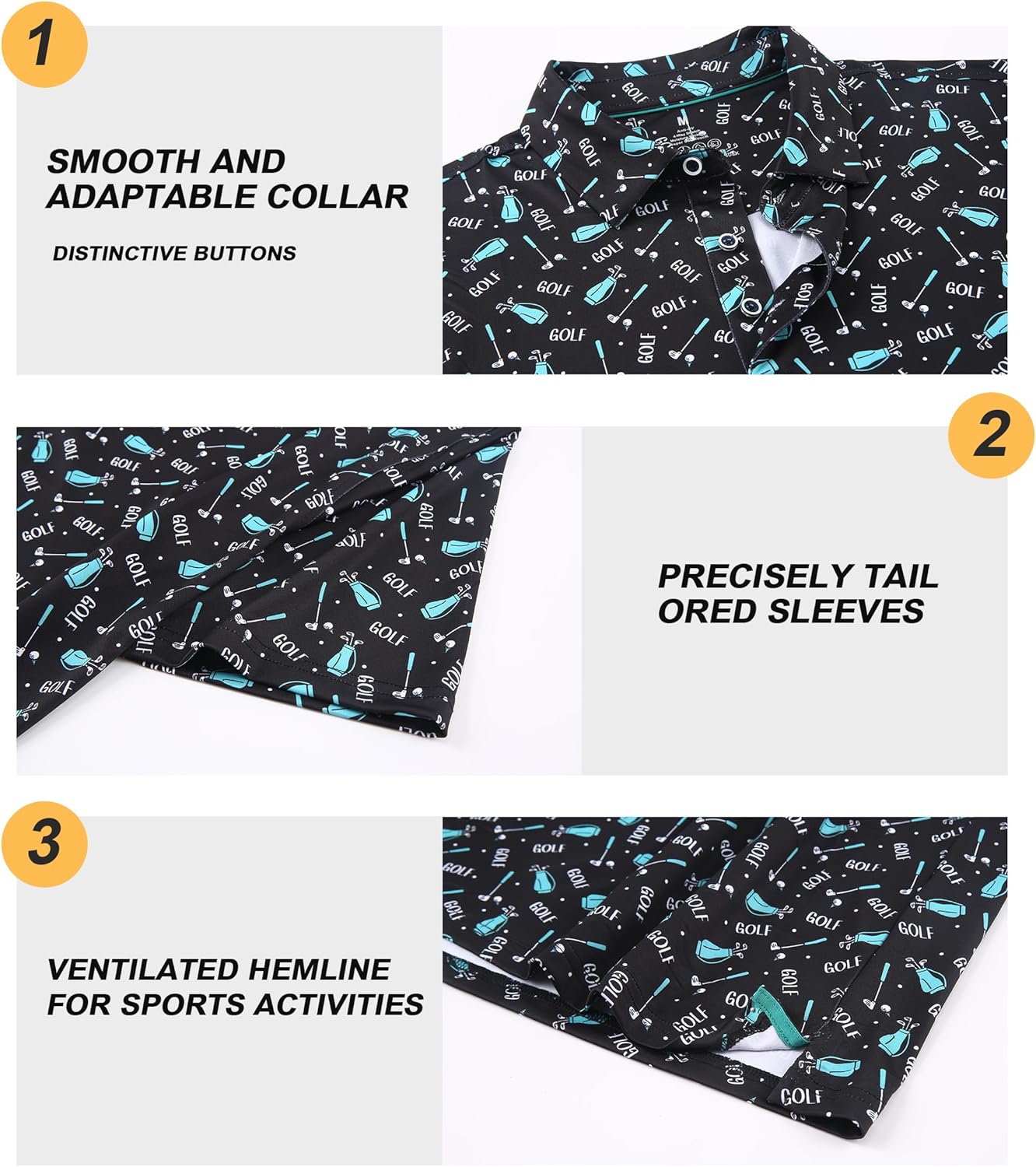 Thumbnail 3 de Damipow Premium Golf Shirt for Men: Dry Fit Performance Polo