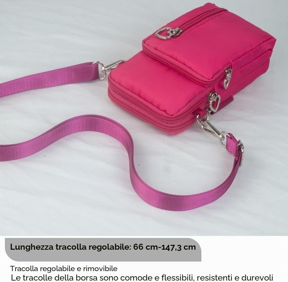 Detalle de JANKS Piccole Borse Crossbody per Donne: borsa a tracolla mini, resistente nylon e tasche organizzate