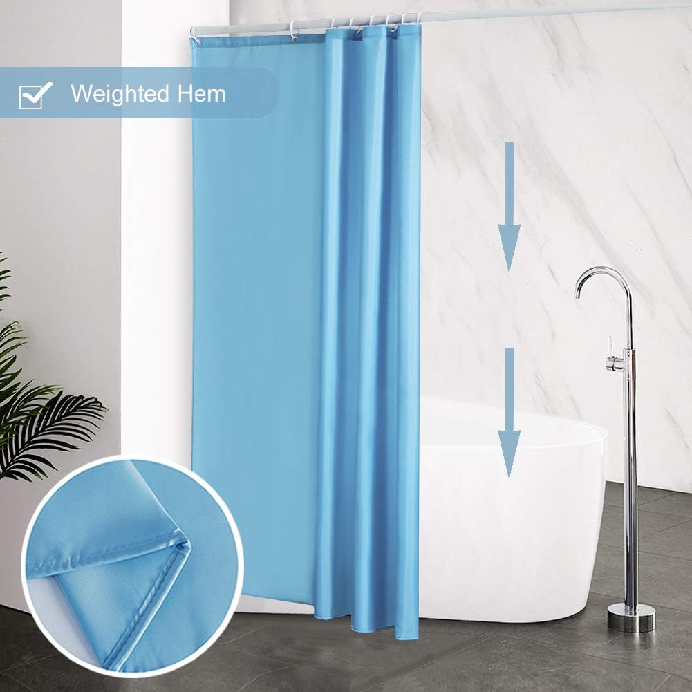Detalle 2 de Furlinic tenda doccia angolare anti-muffa in poliestere azzurro 120x180 cm con 8 ganci e anello rinforzato