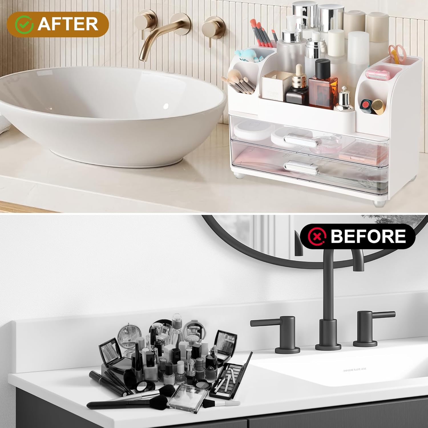 Thumbnail 6 de Dozesheep Large Makeup Organizer Countertop with Drawers in White