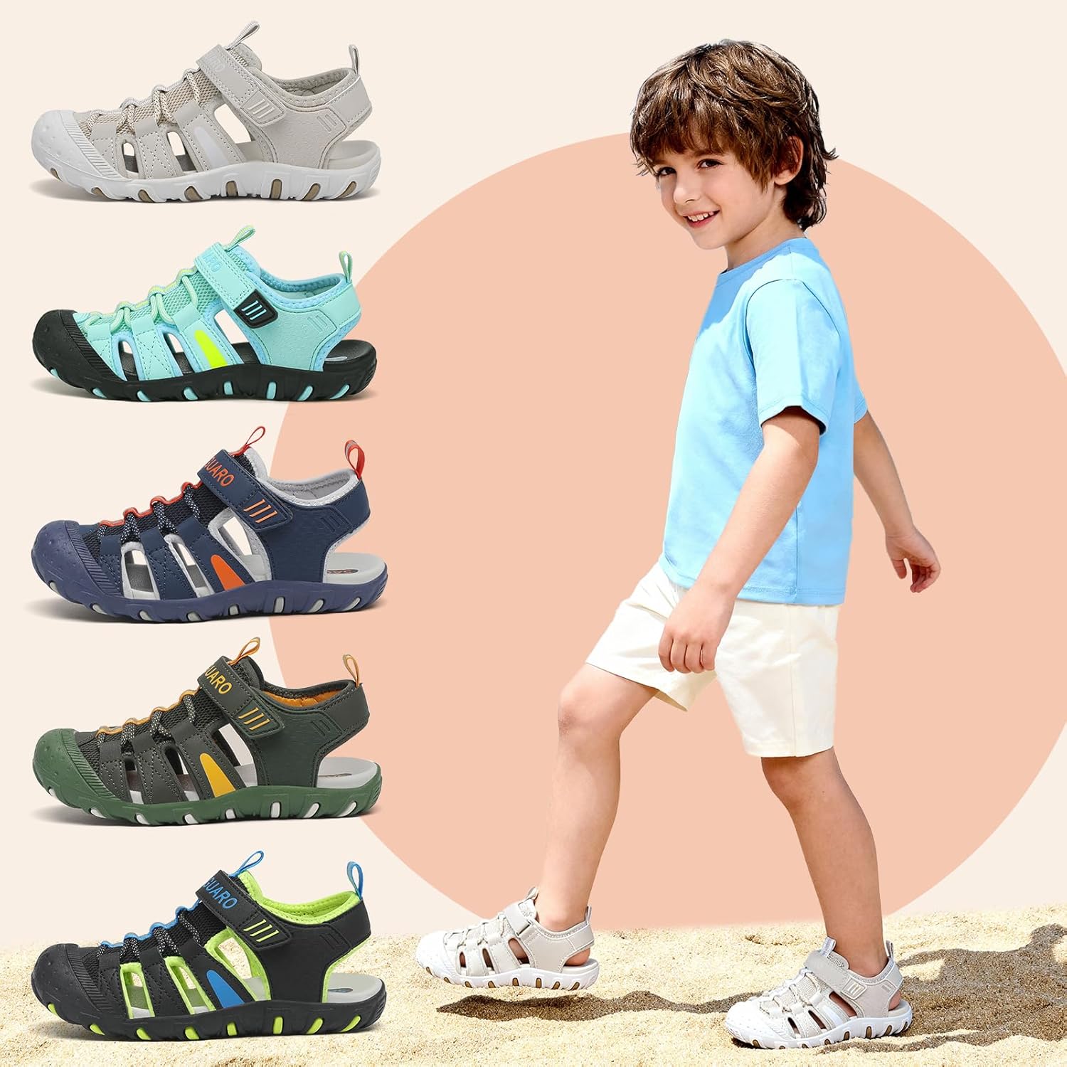 Thumbnail 1 de SAGUARO Sandalen Jungen mit geschlossener Zehenkappe – geschlossene Trekkingsandalen für Sommer, Outdoor & Alltag