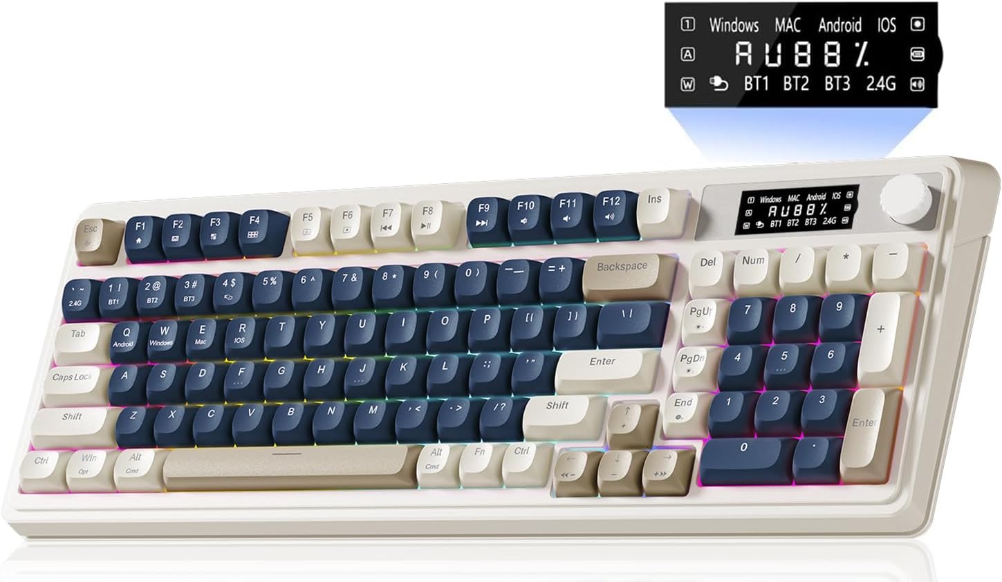 Detalle de AULA S99 Pro Wireless Keyboard: 3-Mode Connectivity, Macro Customization, and RGB Backlit Typewriter Style