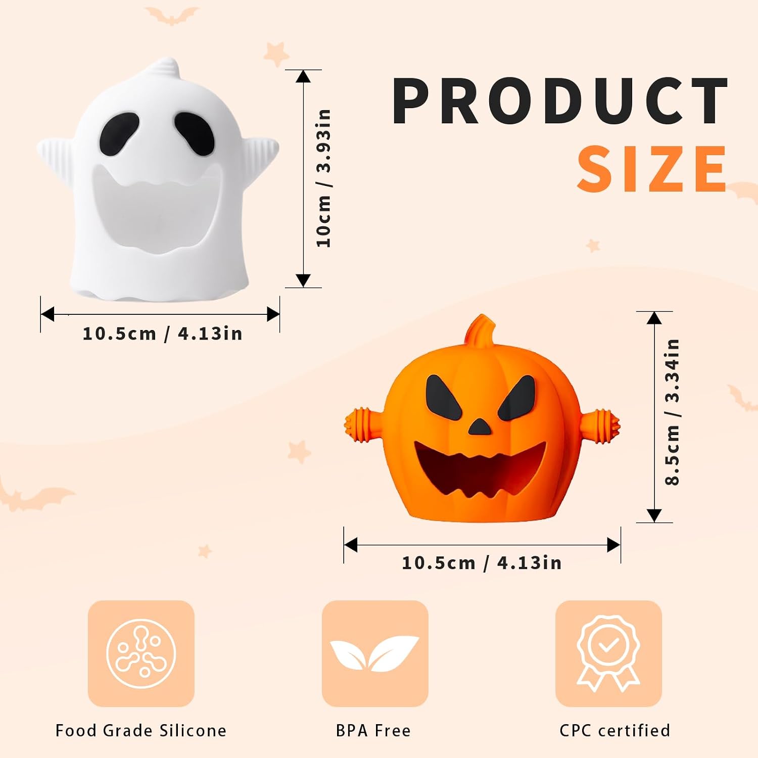 Detalle 2 de CulinaCraft Pumpkin & Ghost Baby Teething Mittens in Food-Grade Silicone