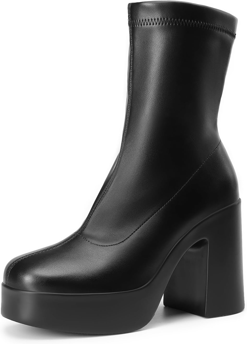 Detalle de DREAM PAIRS Women's Platform Gogo Ankle Boots with Square Toe and Side Zipper