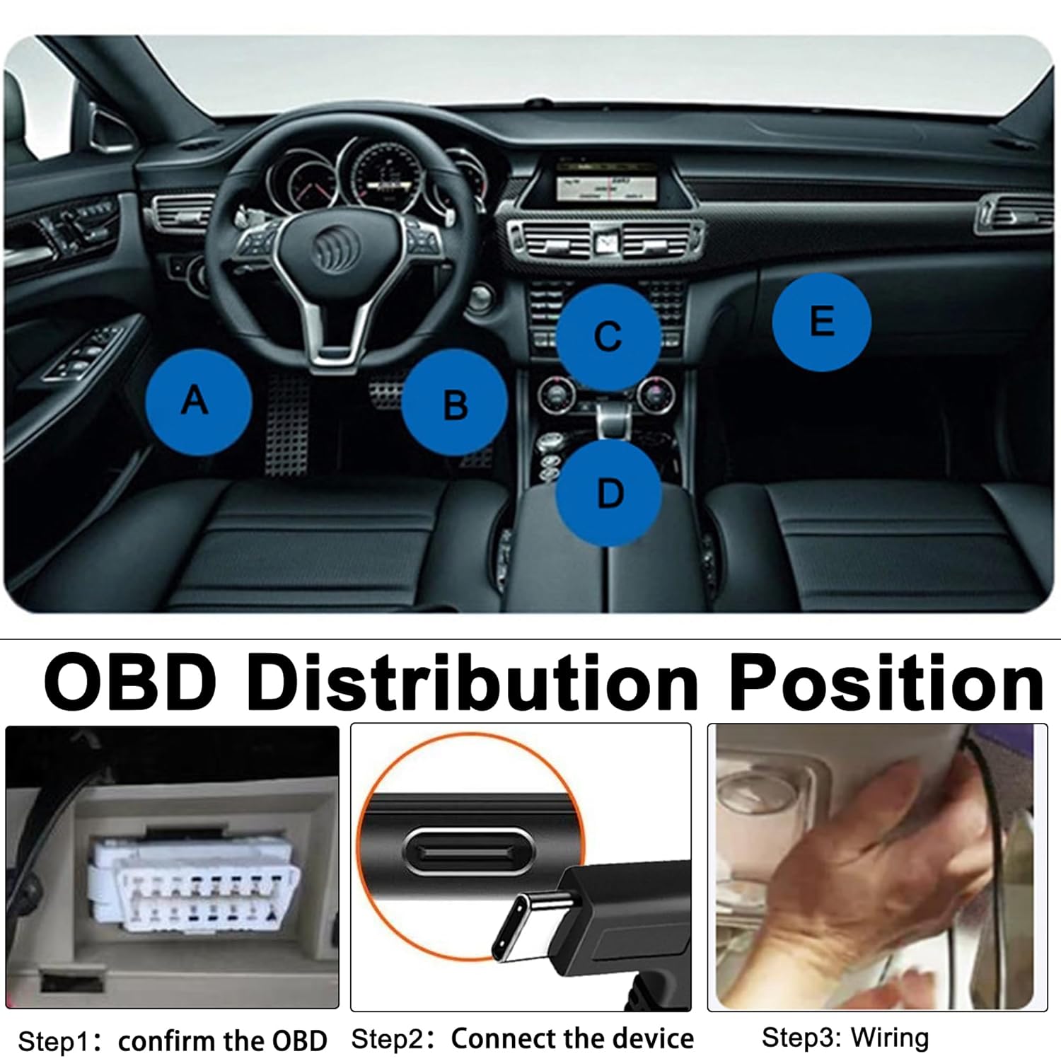 Detalle de MISYNLON OBD Power Cable for Dash Camera (OBD2 to Right Angle USB-C)