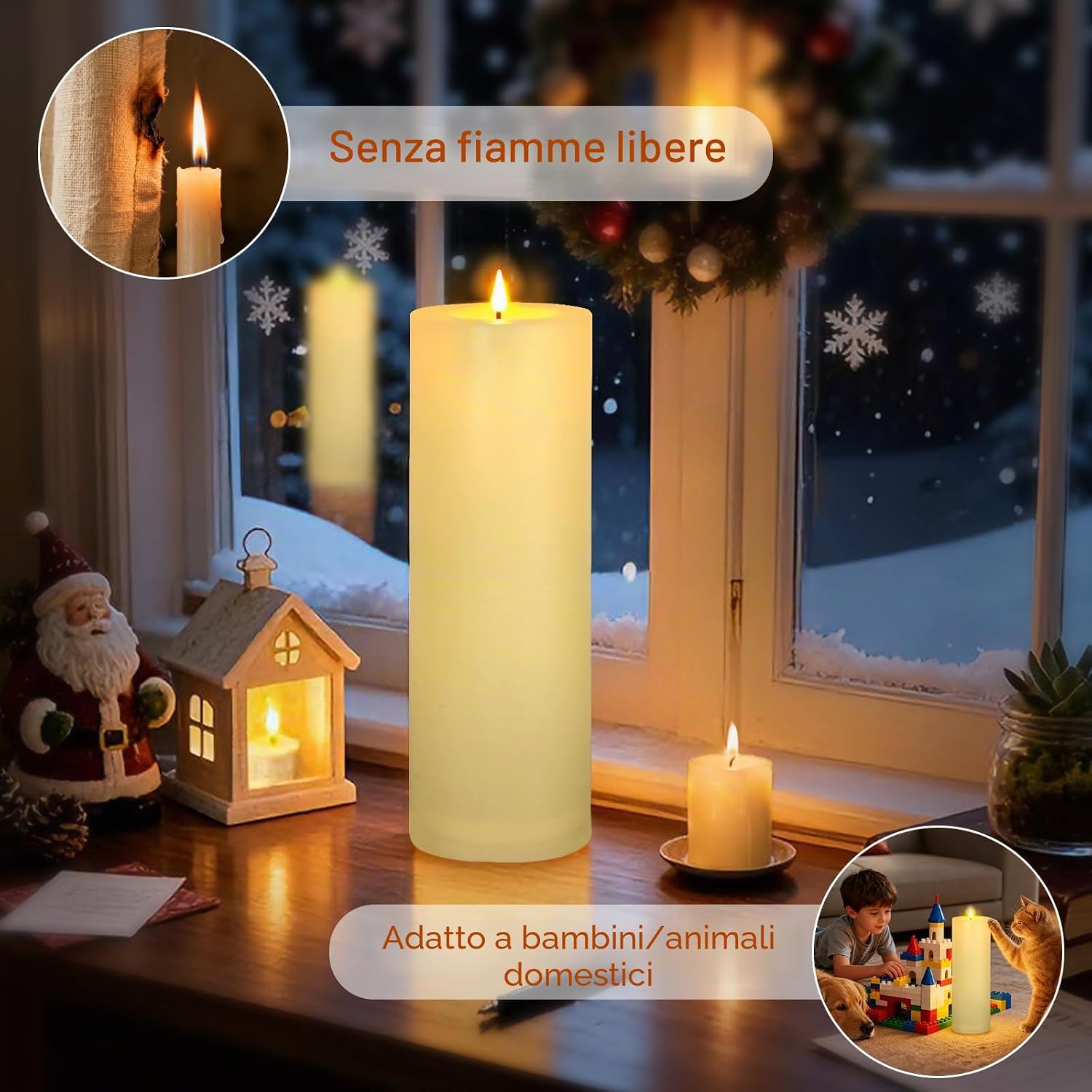 Detalle de Ketom Candele LED Fiamma Oscillante D10 x H30 cm con telecomando e timer