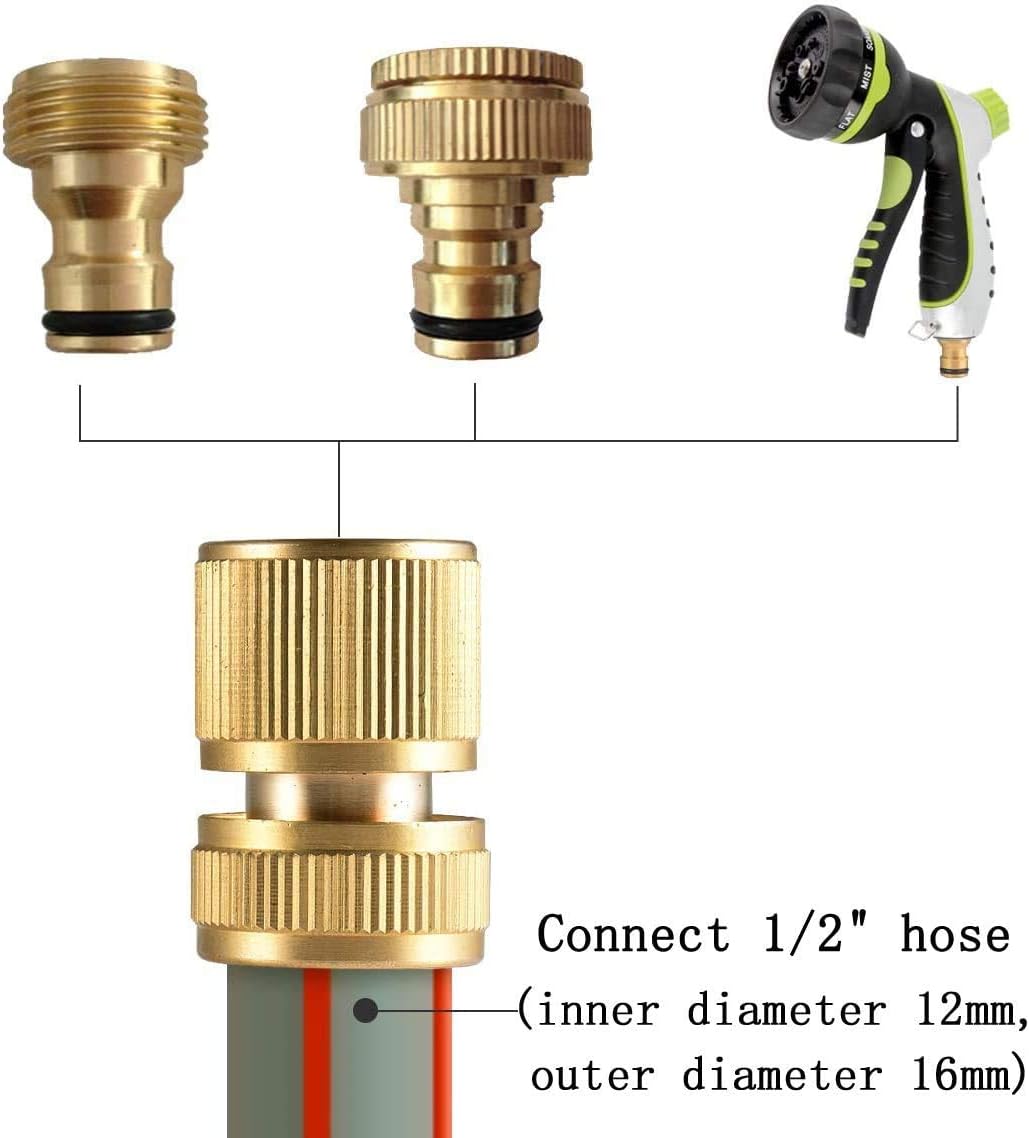 Detalle de Hydrogarden 2pc Brass Hose Connector Hose End Quick Connect (1/2in DN15)