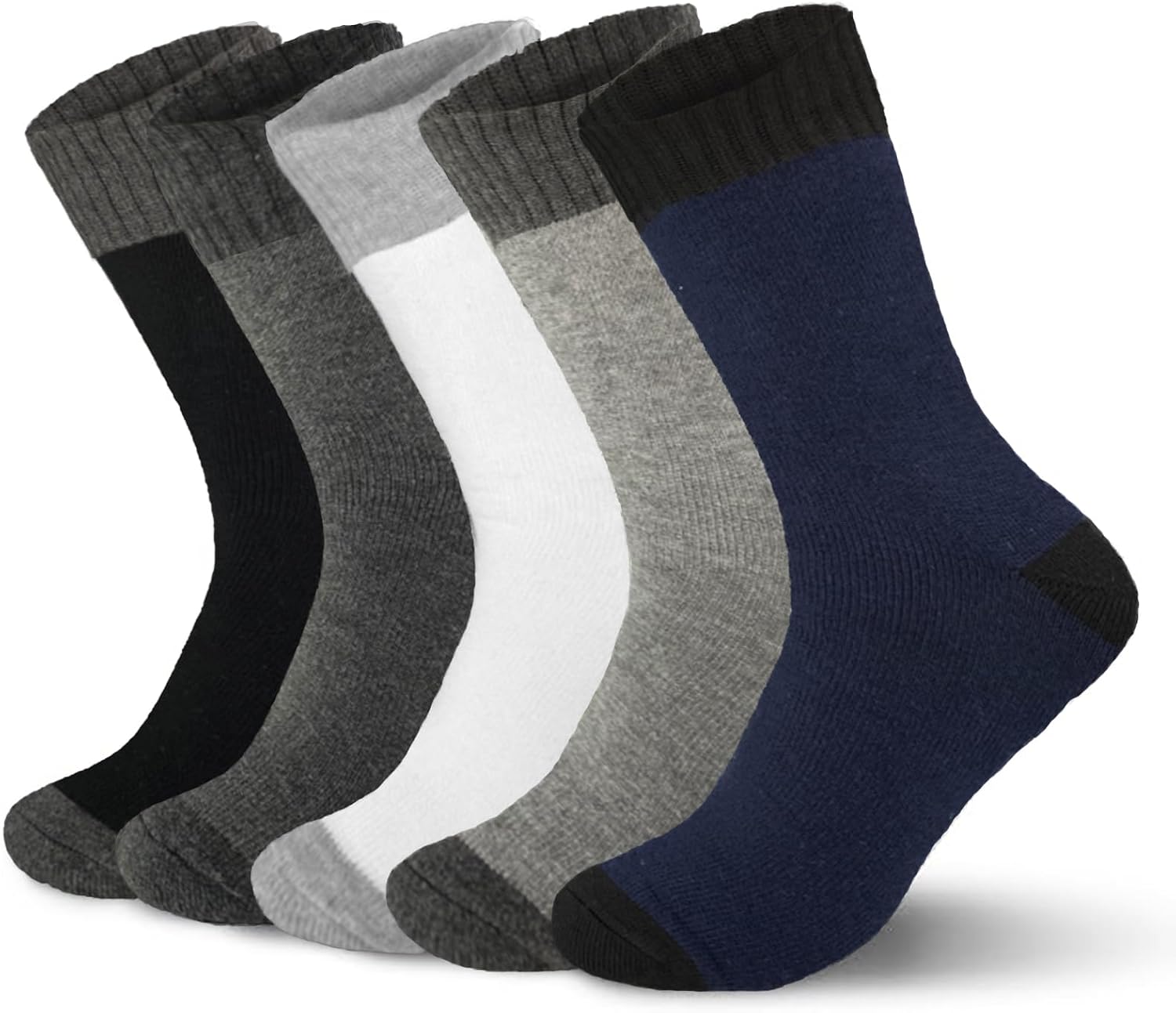 Detalle de VoJoPi Men’s Thermal Socks, 5-Pair Wool-Blend Crew Socks for Winter
