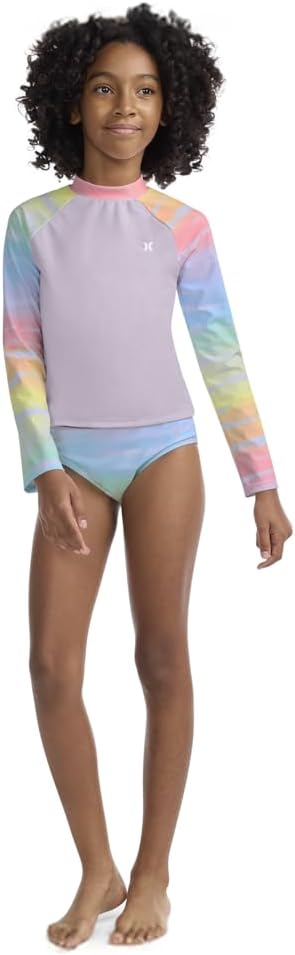 Detalle de Hurley Girls Two-piece Rashguard Set (Big Kid): Practical Sun Protection with Style