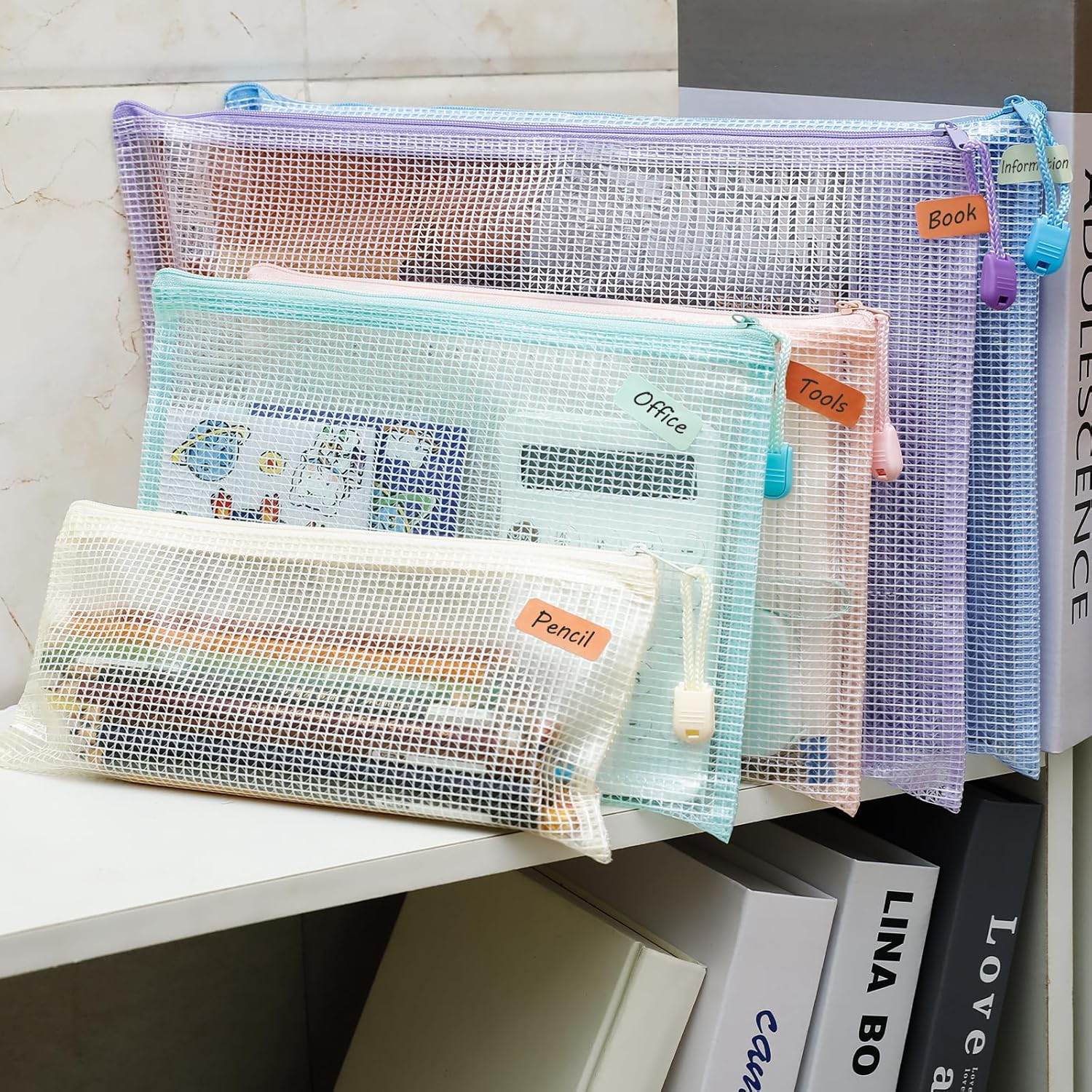 Thumbnail 5 de Havnidy lot de 15 pochettes en plastique avec fermeture éclair (A4 + A5 + A6) pour l’école, le bureau et les voyages