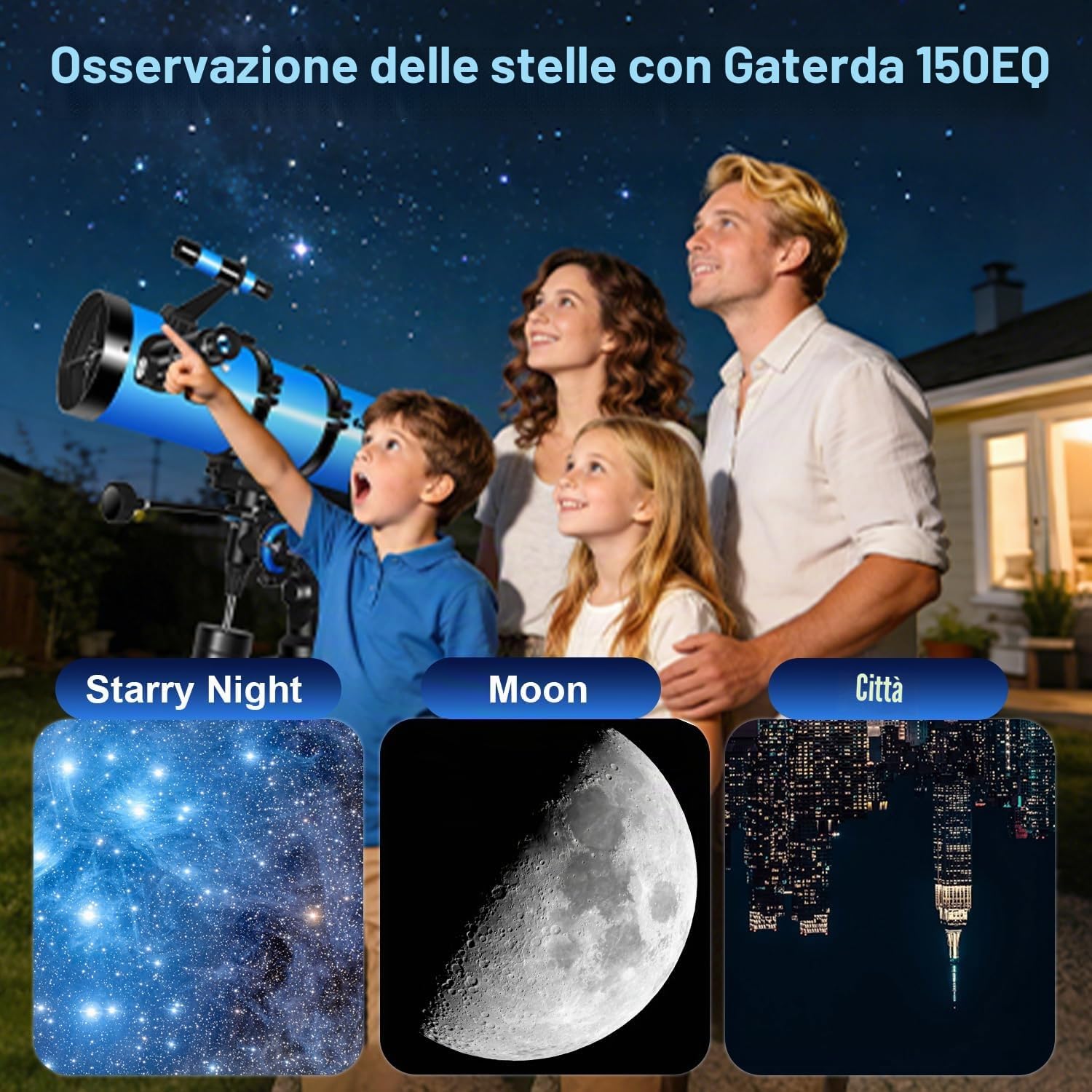 Thumbnail 6 de Gaterda 150EQ Telescopio Astronomico Professionale con Montatura Equatoriale