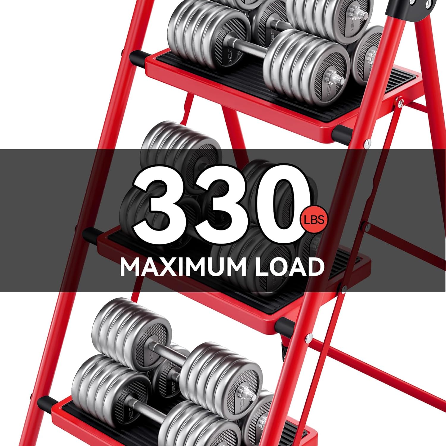 Thumbnail 1 de KINGRACK Folding 3-Step Ladder with Non-Slip Pedals