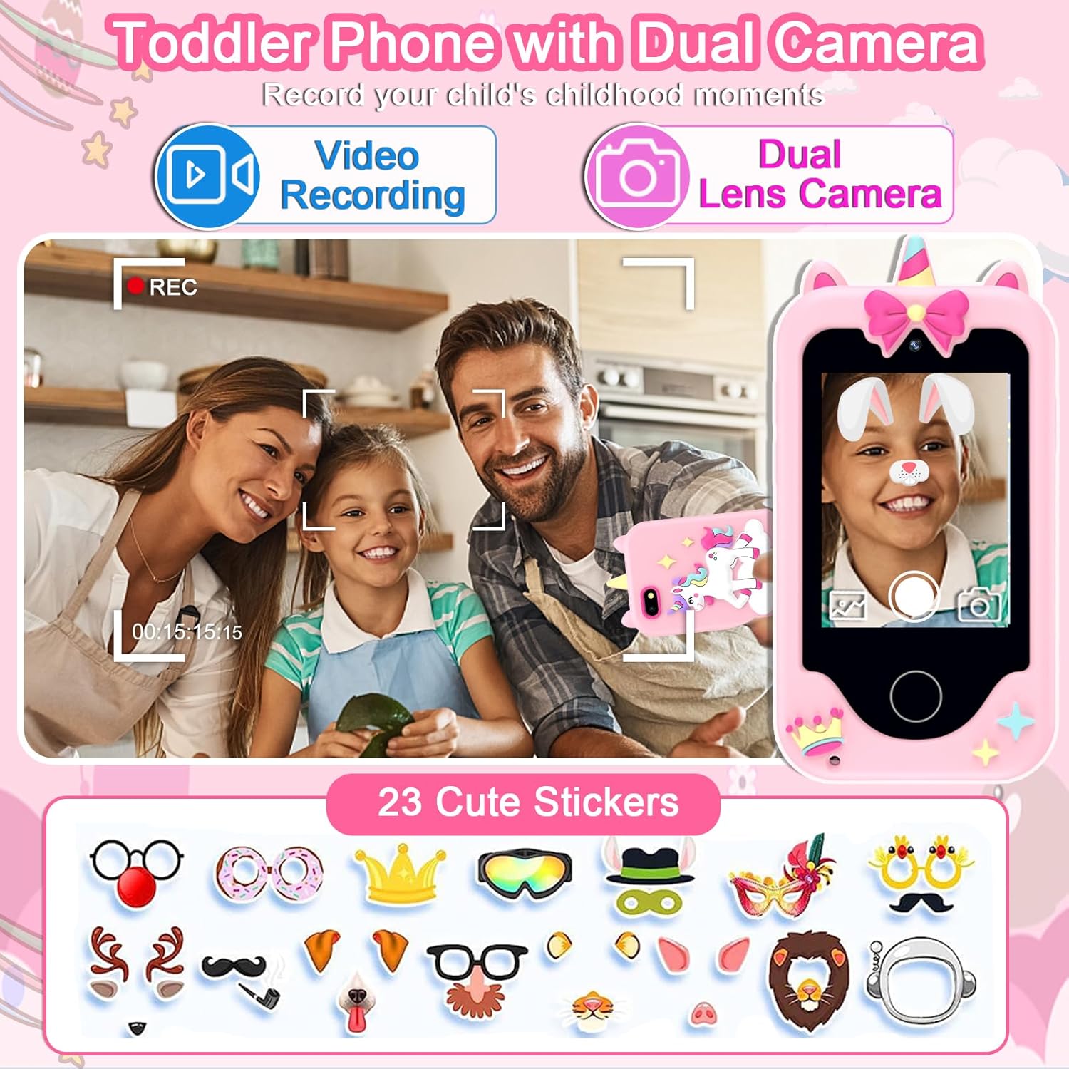 Detalle de Kids Phone Toys: 2.8" Touchscreen Smartphone for 3-12 Year Olds