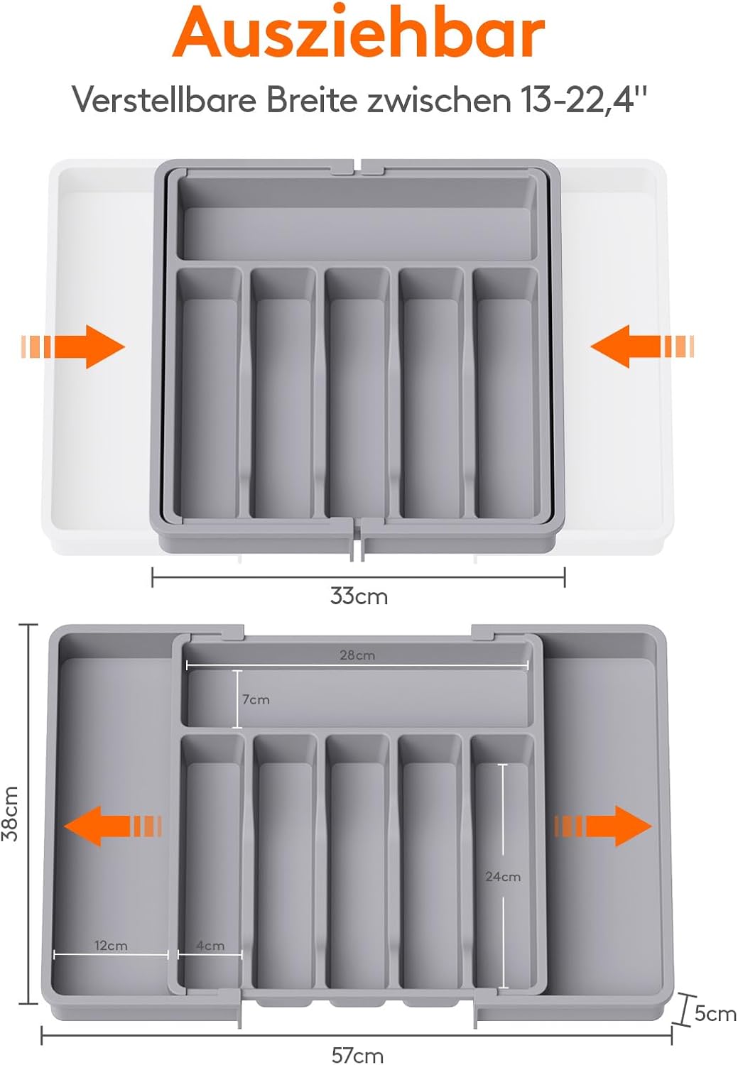 Detalle de Lifewit Besteckkasten 56,9 cm verstellbar