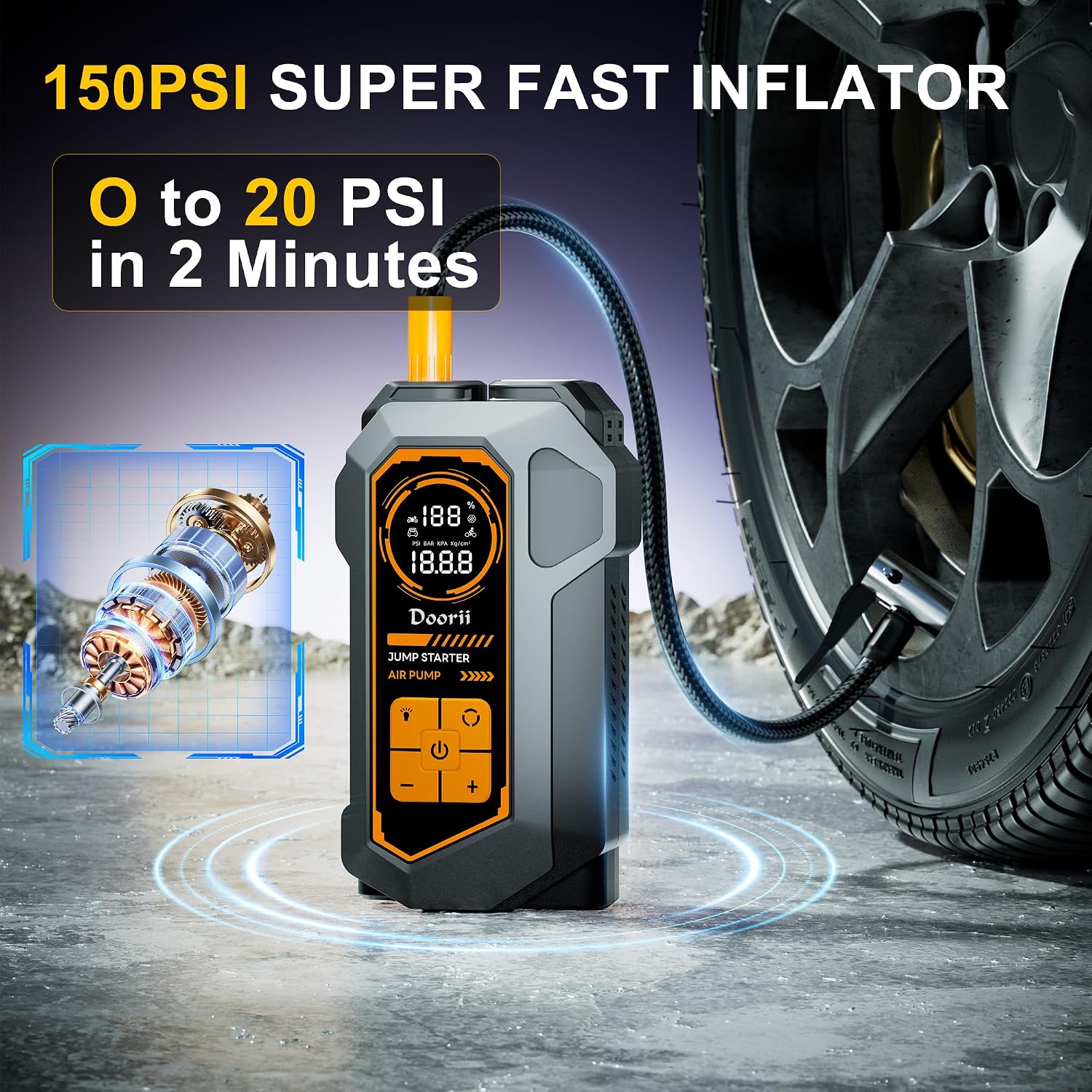 Detalle de Doorii Jump Starter with Air Compressor, 6000A