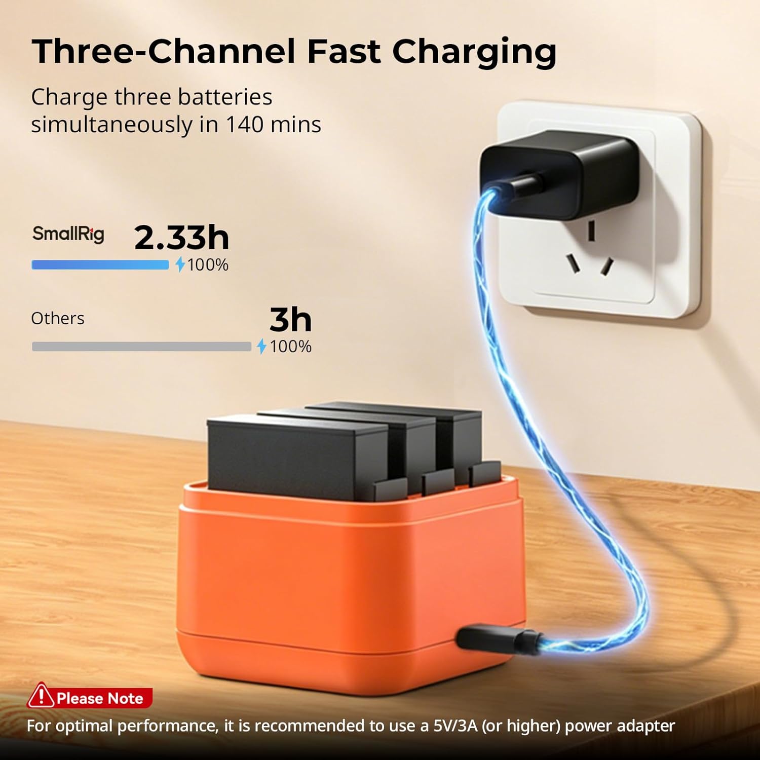 Thumbnail 1 de SmallRig chargeur triple de batterie pour DJI Action 6 / Action 5 Pro / Action 4 / Action 3 et Osmo 360