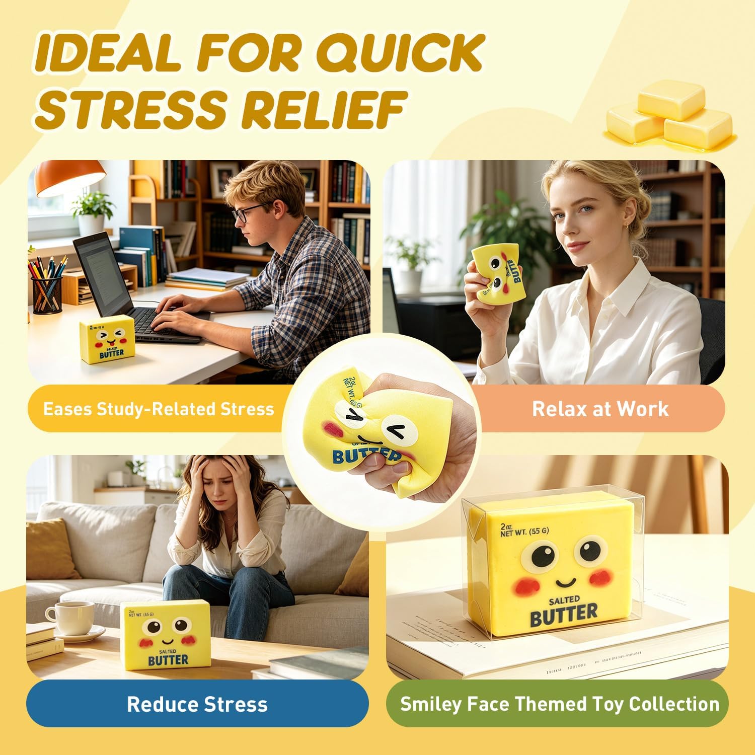 Detalle de CKXMHM Butter Squishy Toys: New Upgraded Smile Face Dumpling for Stress Relief and Desk Decor