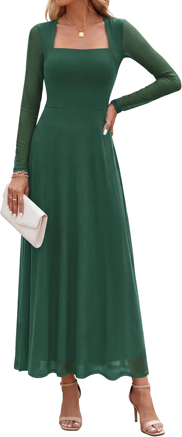 Detalle de PRETTYGARDEN Women's Mesh Maxi Dress