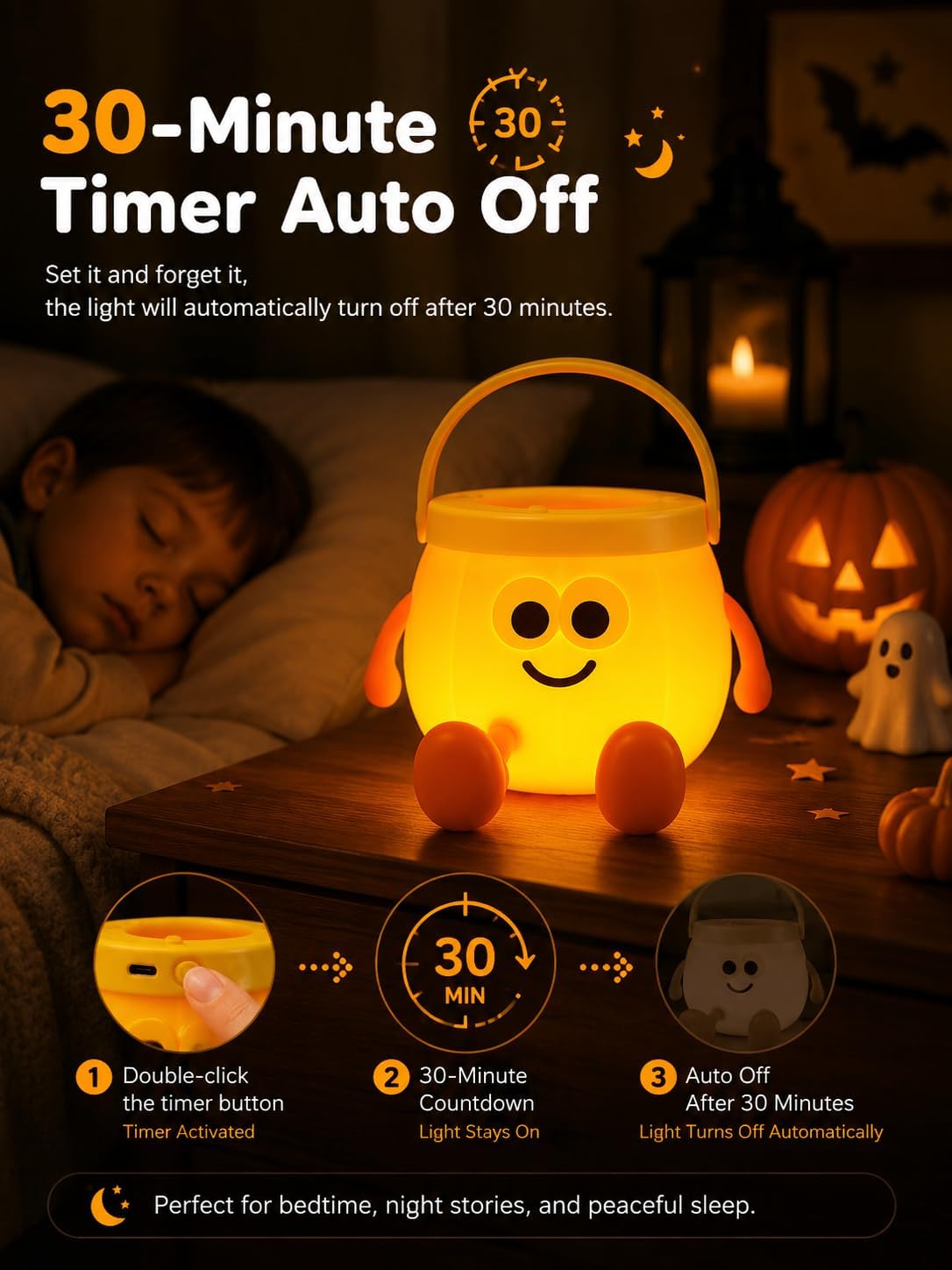 Detalle de Tarinks Pumpkin Night Light, Rechargeable
