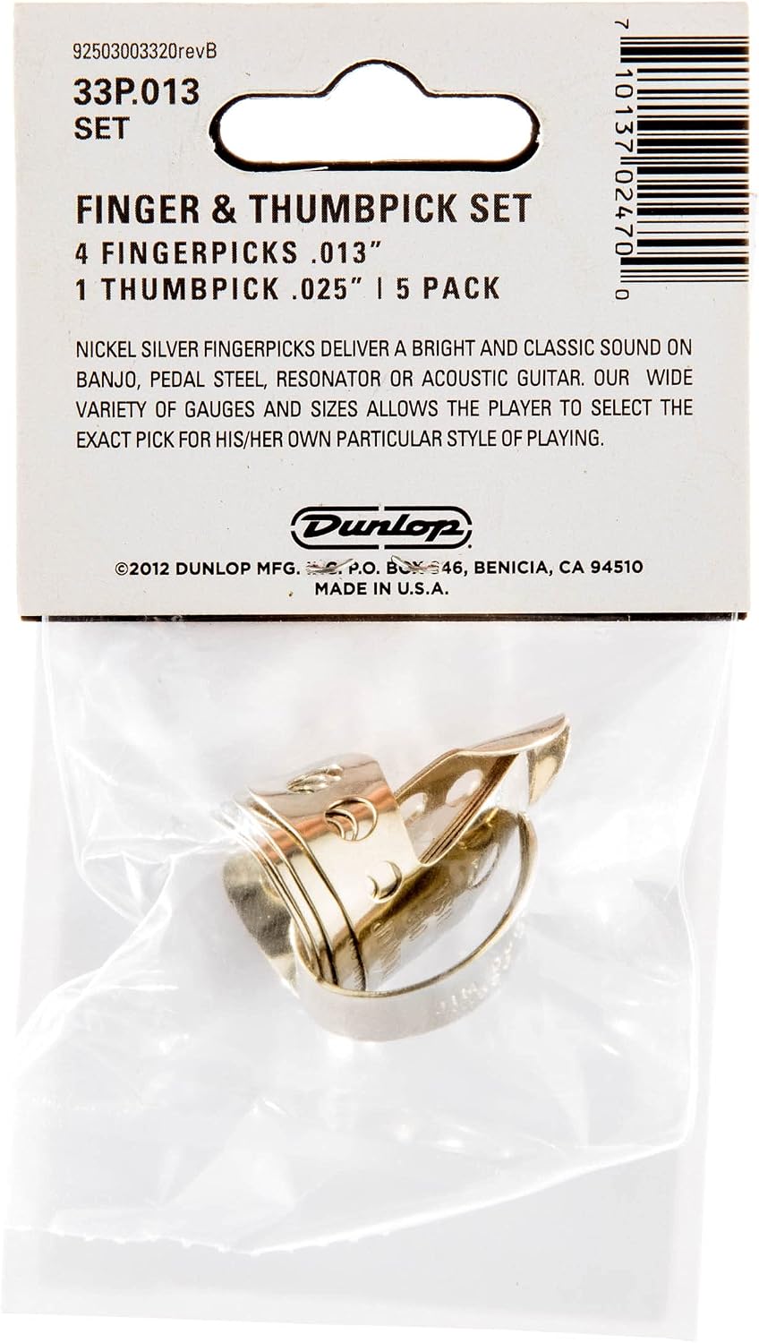 Detalle de Jim Dunlop 33P.013 – niklowo-srebrny zestaw kostek do gry na palce i kciuk