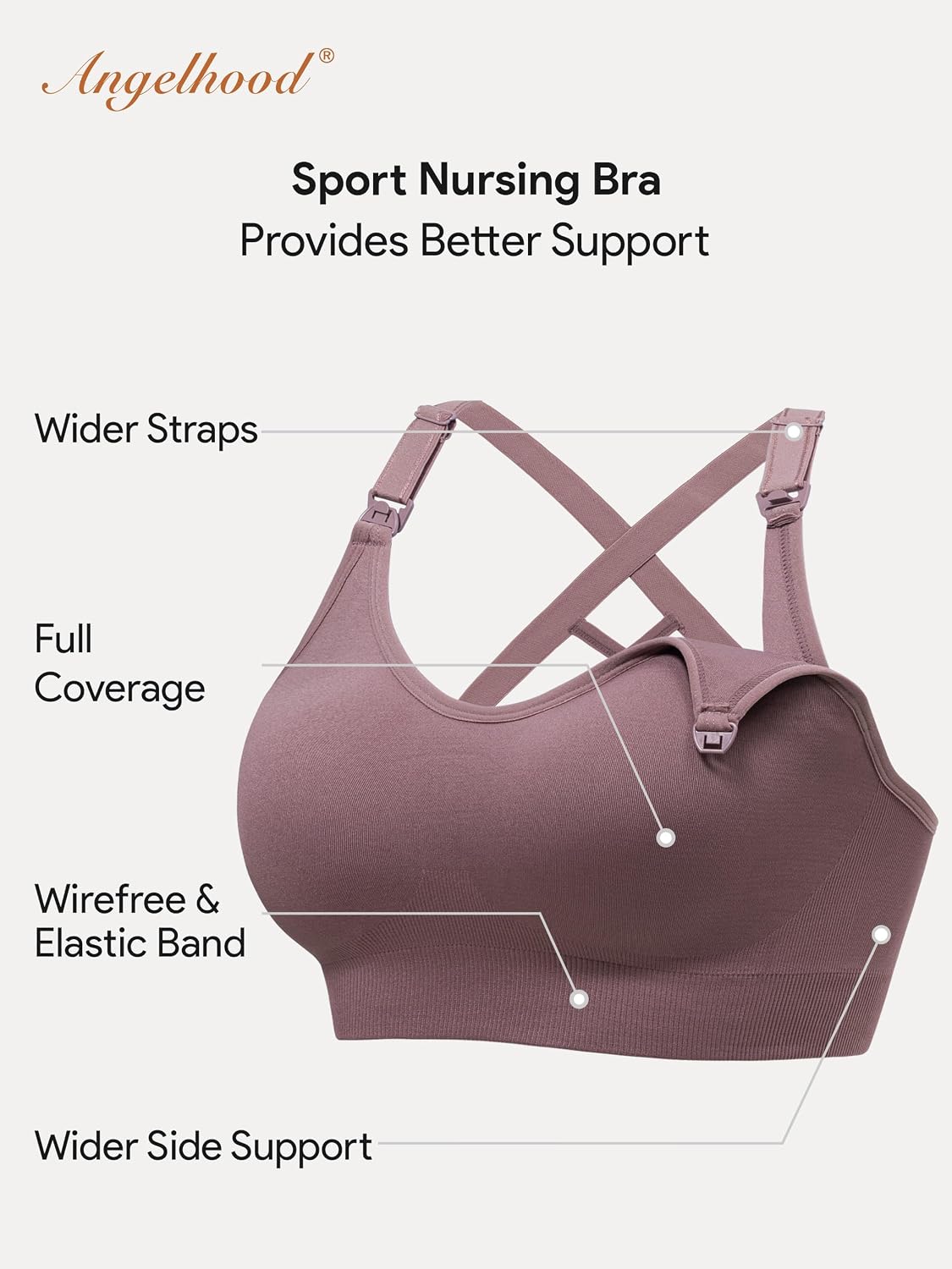 Detalle de HBselect Sport Schwangerschafts Still BH – nahtloser BH für Schwangerschaft, Stillen und Schlaf ohne Bügel