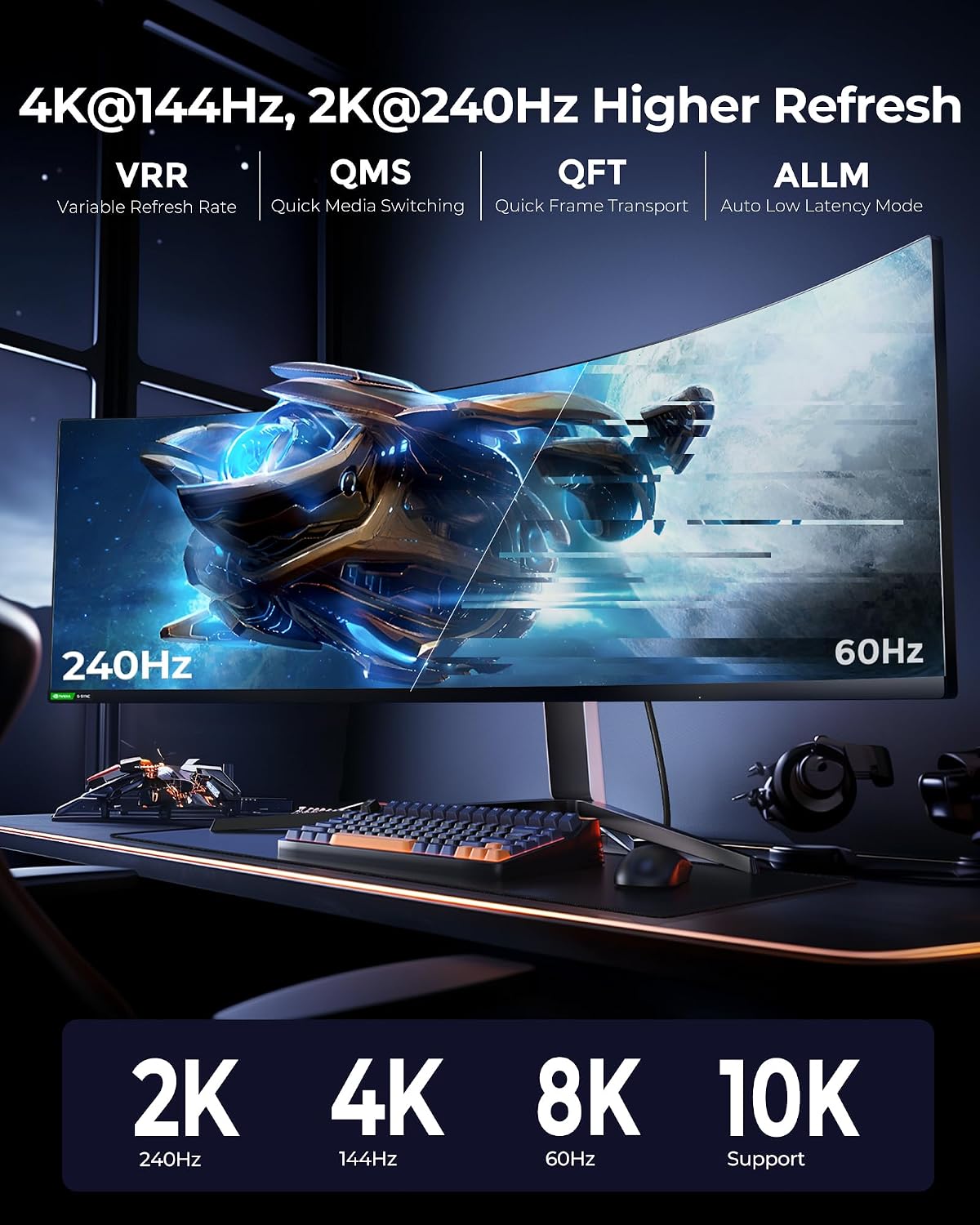 Detalle de Silkland 8K HDMI 2.1 Kabel 10m – robustes High-End-Kabel für 8K/4K Gaming und Heimkino