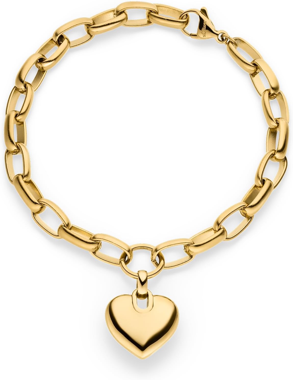 Detalle 2 de s.Oliver Damen Schmuck – Chunky Herz Halskette, Armband und Creolen aus Edelstahl
