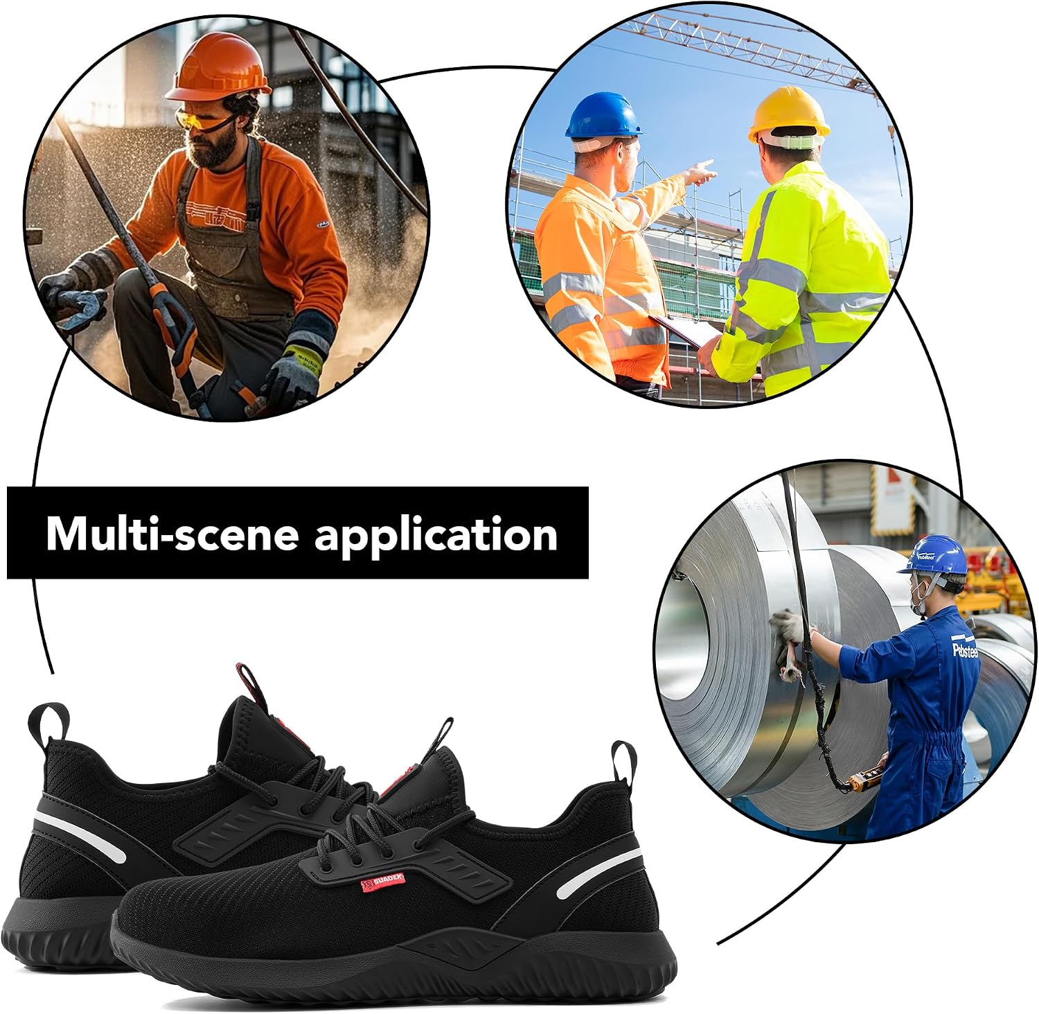 Detalle 2 de SUADEX men’s & women’s steel toe cap safety trainers with puncture-resistant sole