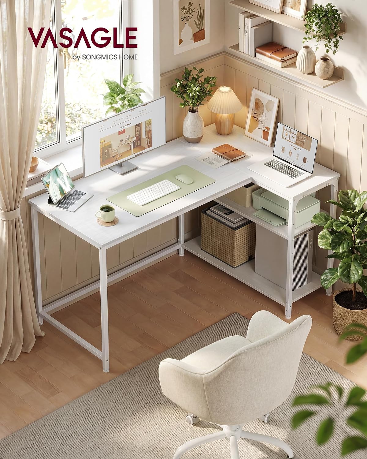 Detalle 2 de VASAGLE L Shaped Corner Desk 120x80