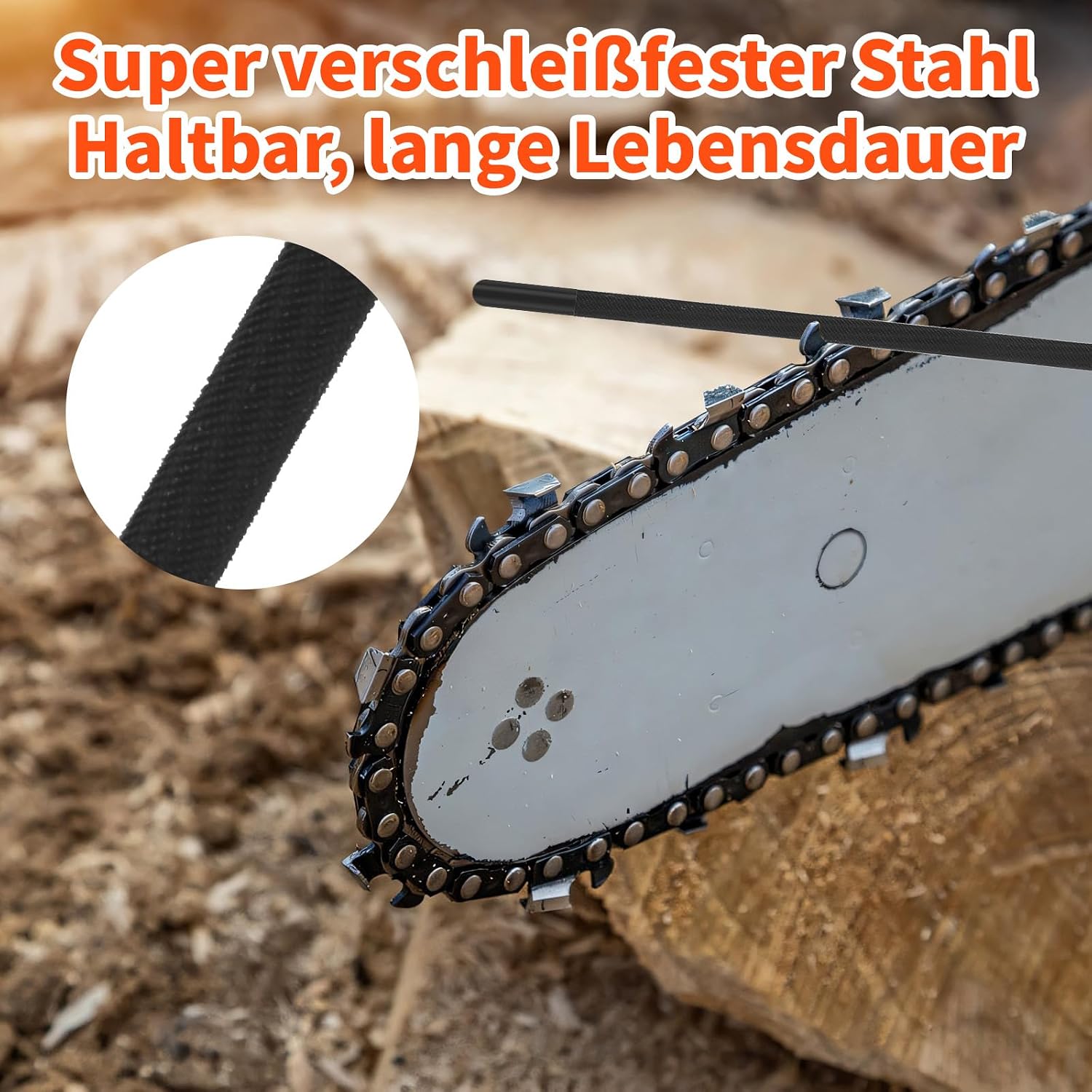Thumbnail 2 de 3 Stück 5/32 Zoll Kettensägenketten-Schärffeile – Rundfeile mit Kunststoffgriff