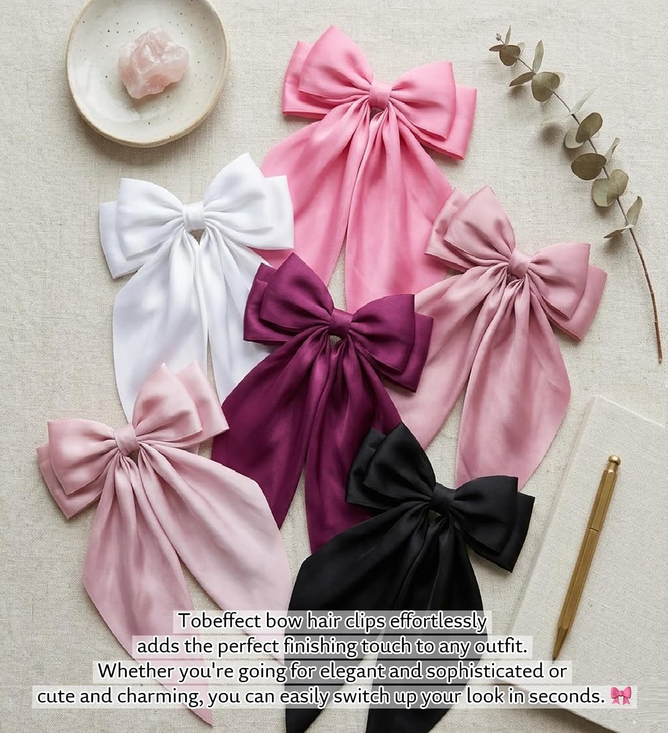 Thumbnail 6 de Satin Hair Bow Clips, 8-Piece Set
