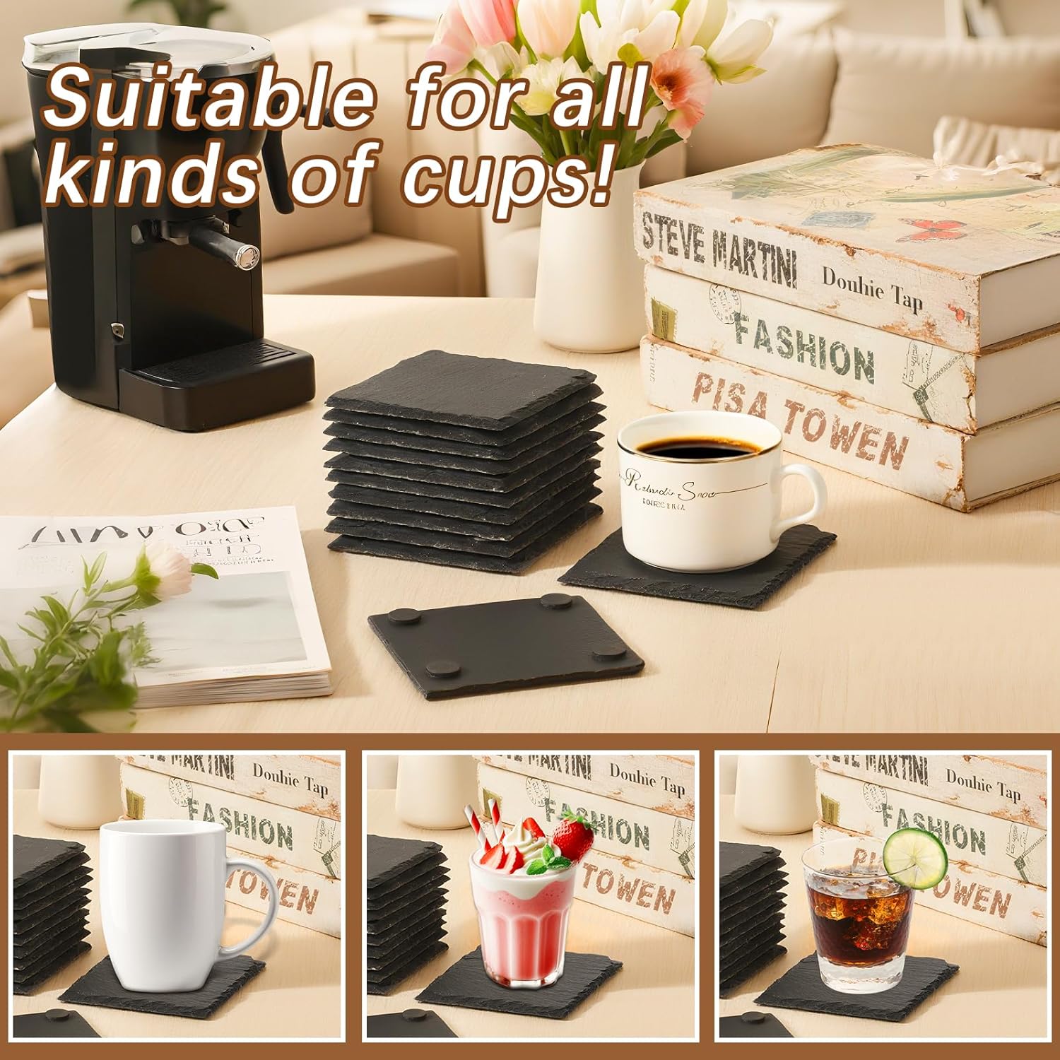 Thumbnail 4 de DASSNANE 60 PCS Slate Coasters