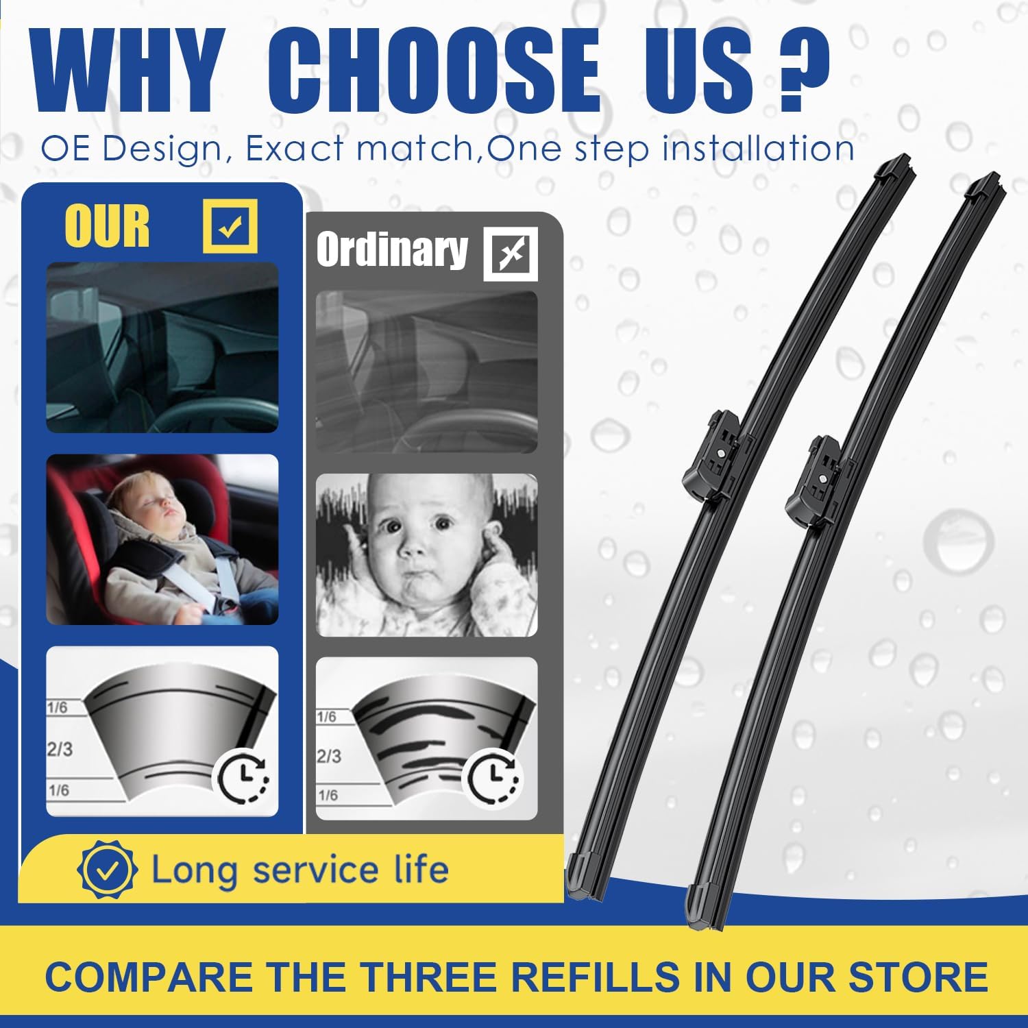 Thumbnail 3 de Replacement Windshield Wiper Blades Set of 2 (24" + 24") for select Mercedes-Benz E-Class, C-Class, and CLS-Class models