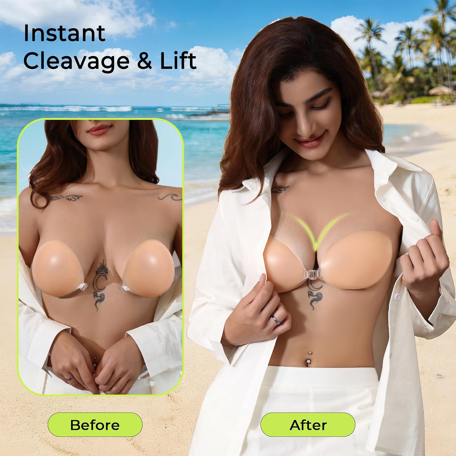 Detalle 2 de NuBrava Adhesive Silicone Bra, Strapless Push-Up for Backless Dresses
