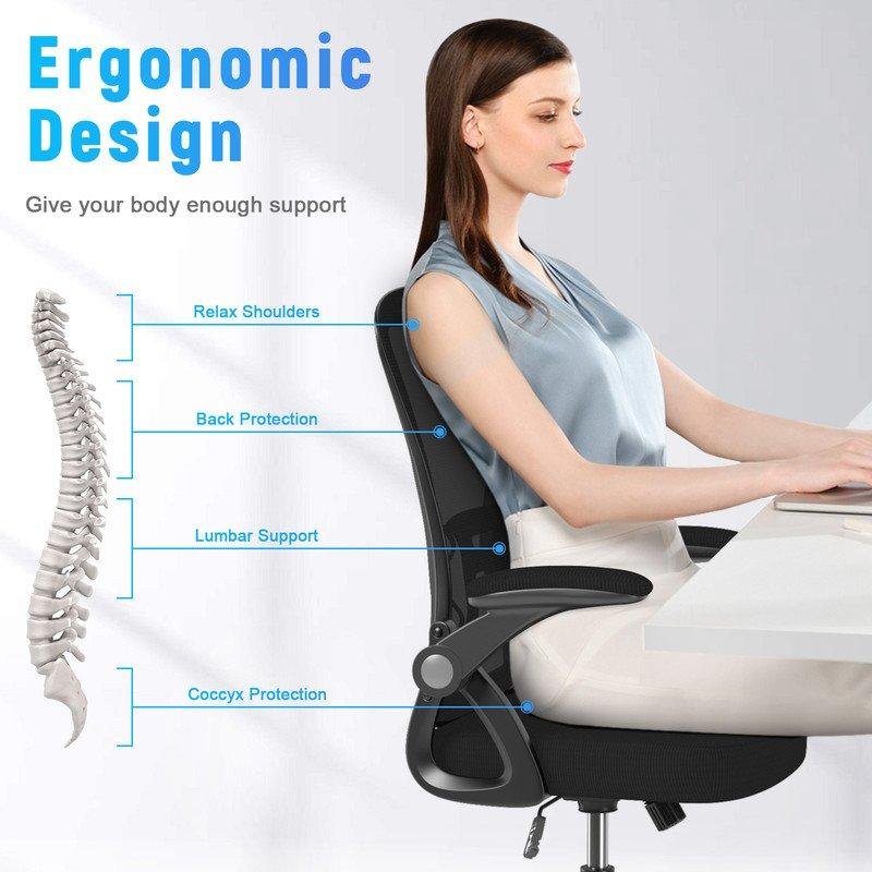 Detalle de Silla de Oficina Ergonómica Naspaluro con Soporte Lumbar y Reposabrazos Ajustables