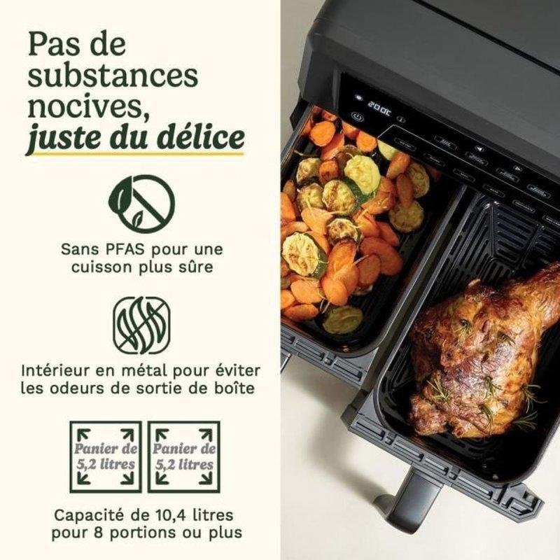 Detalle 2 de Freidora de aire Cuisinart AFD10XBLE 10,4 L: doble cesta y ventana para cocinar dos platos a la vez