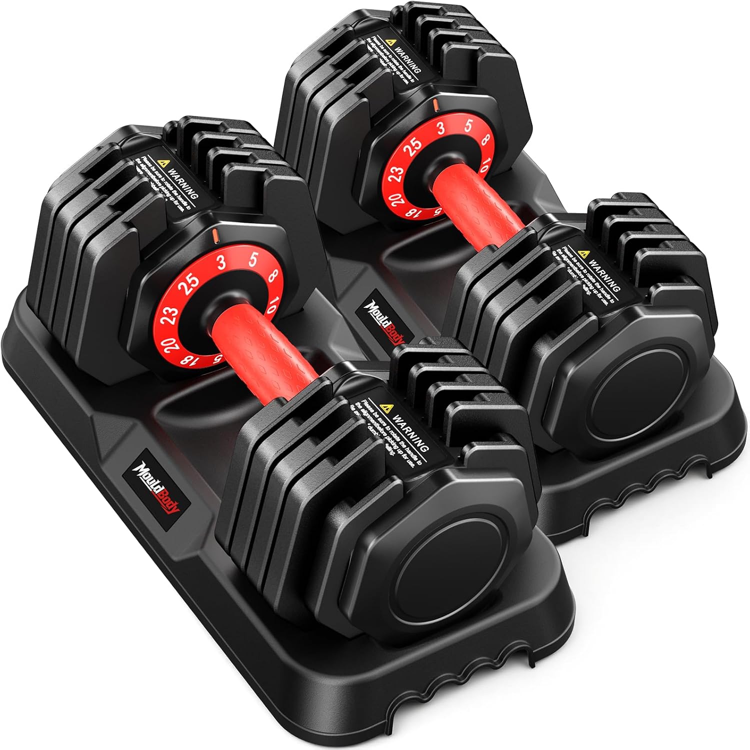 Detalle de MouldBody 10-in-1 Adjustable Dumbbell Set with Dial and Storage Base