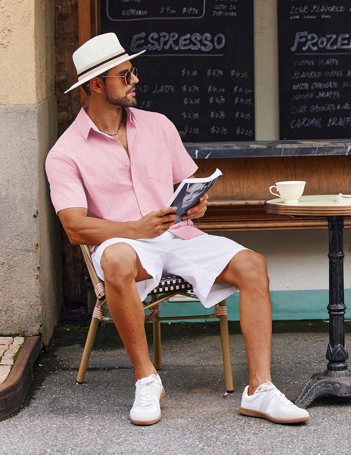Thumbnail 3 de COOFANDY Men's Button Down Short Sleeve Shirt: Casual Cotton Summer Comfort with Pocket