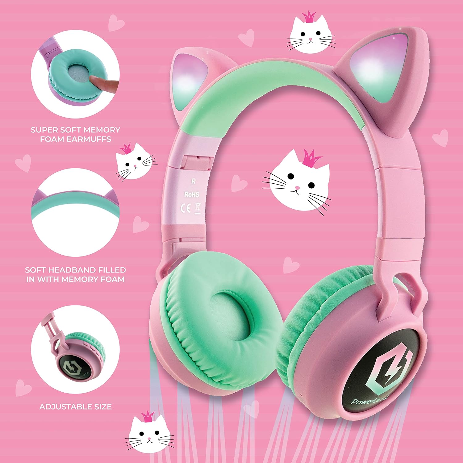 Detalle de PowerLocus Bluetooth kids headphones 15m