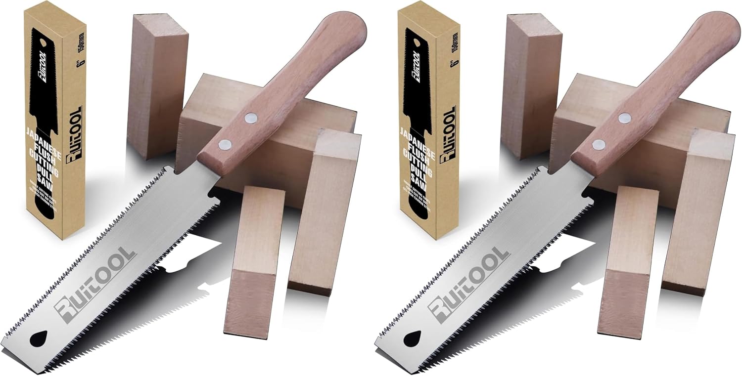 Detalle de RUITOOL 6-Inch Japanese Ryoba Pull Saw with Double-Edge SK5 Blade