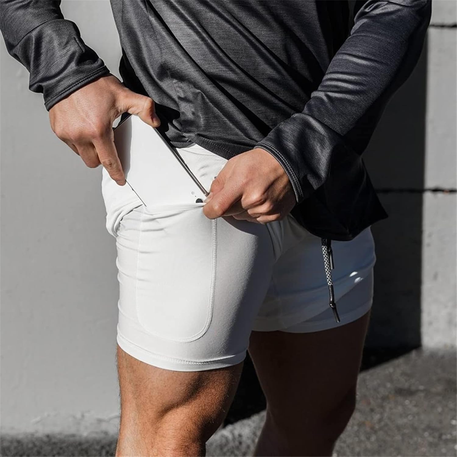 Detalle de Aisprts Pantaloncini Running 2 in 1 con Tasche