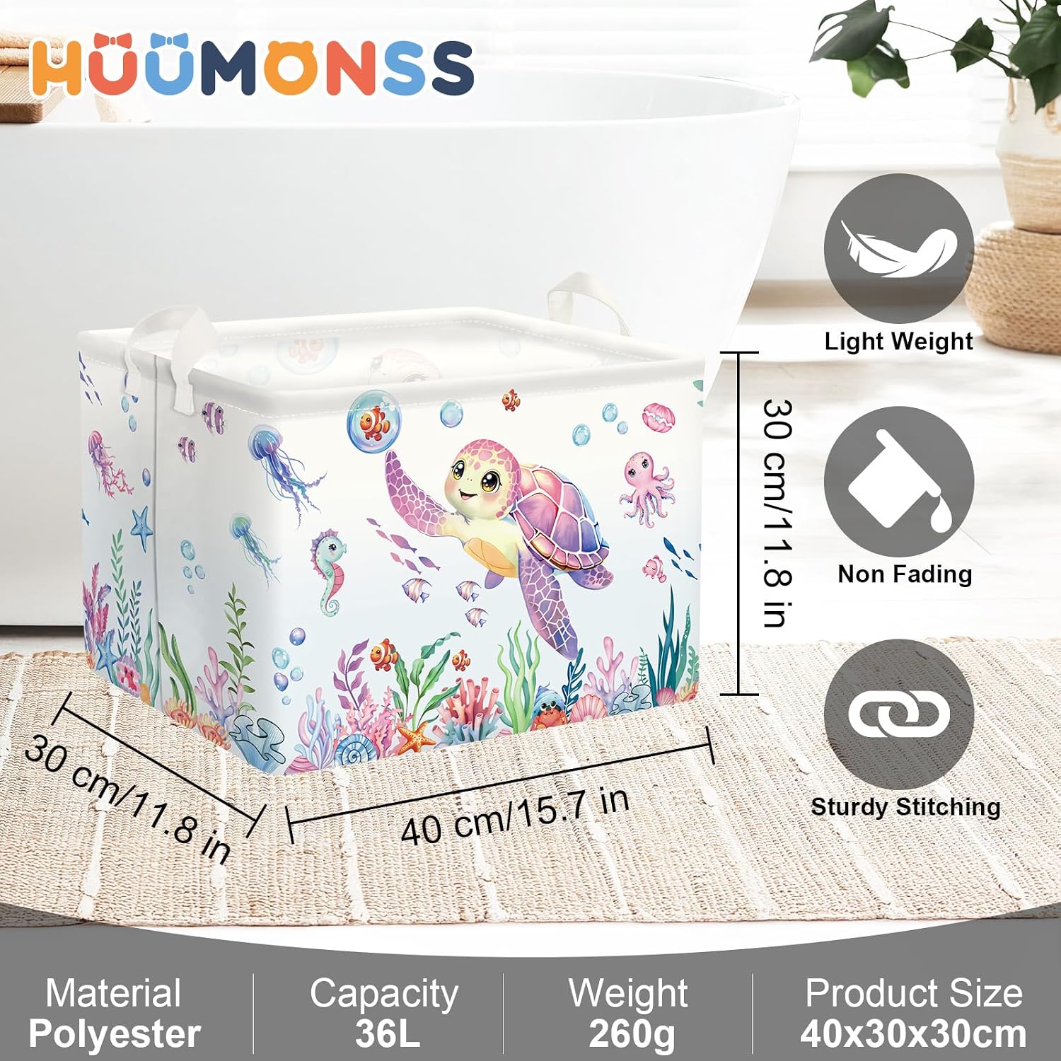 Thumbnail 5 de HUUMONSS Ocean Animals Laundry Hamper 36L