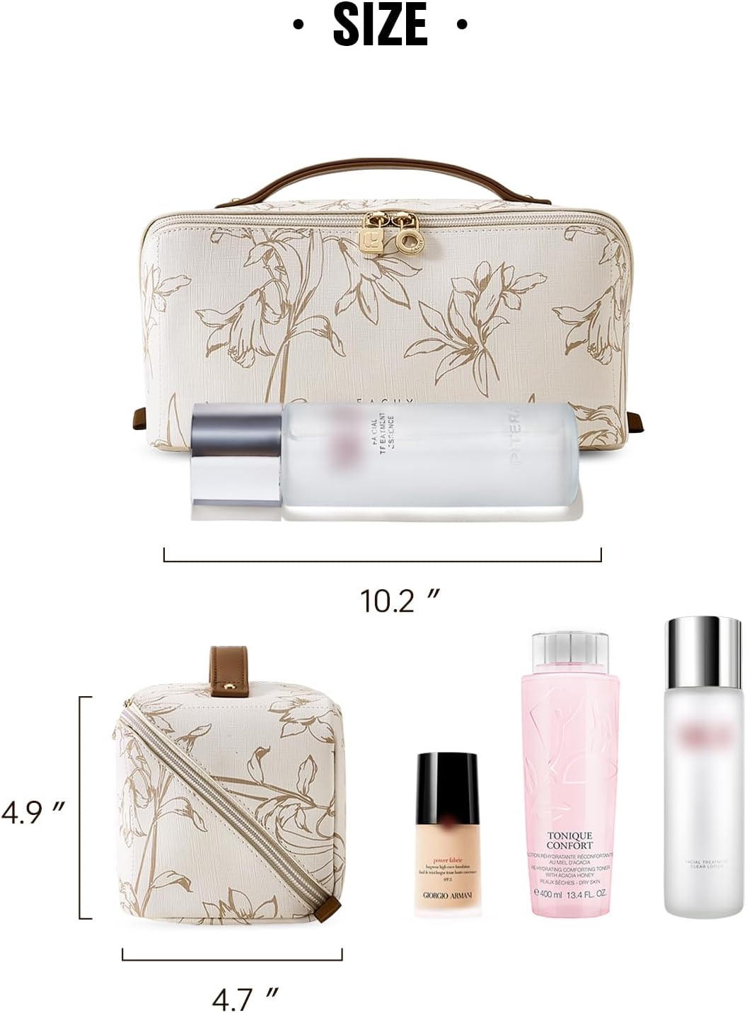 Detalle de EACHY Travel Makeup Bag, Large Capacity Waterproof Cosmetic Case for Women
