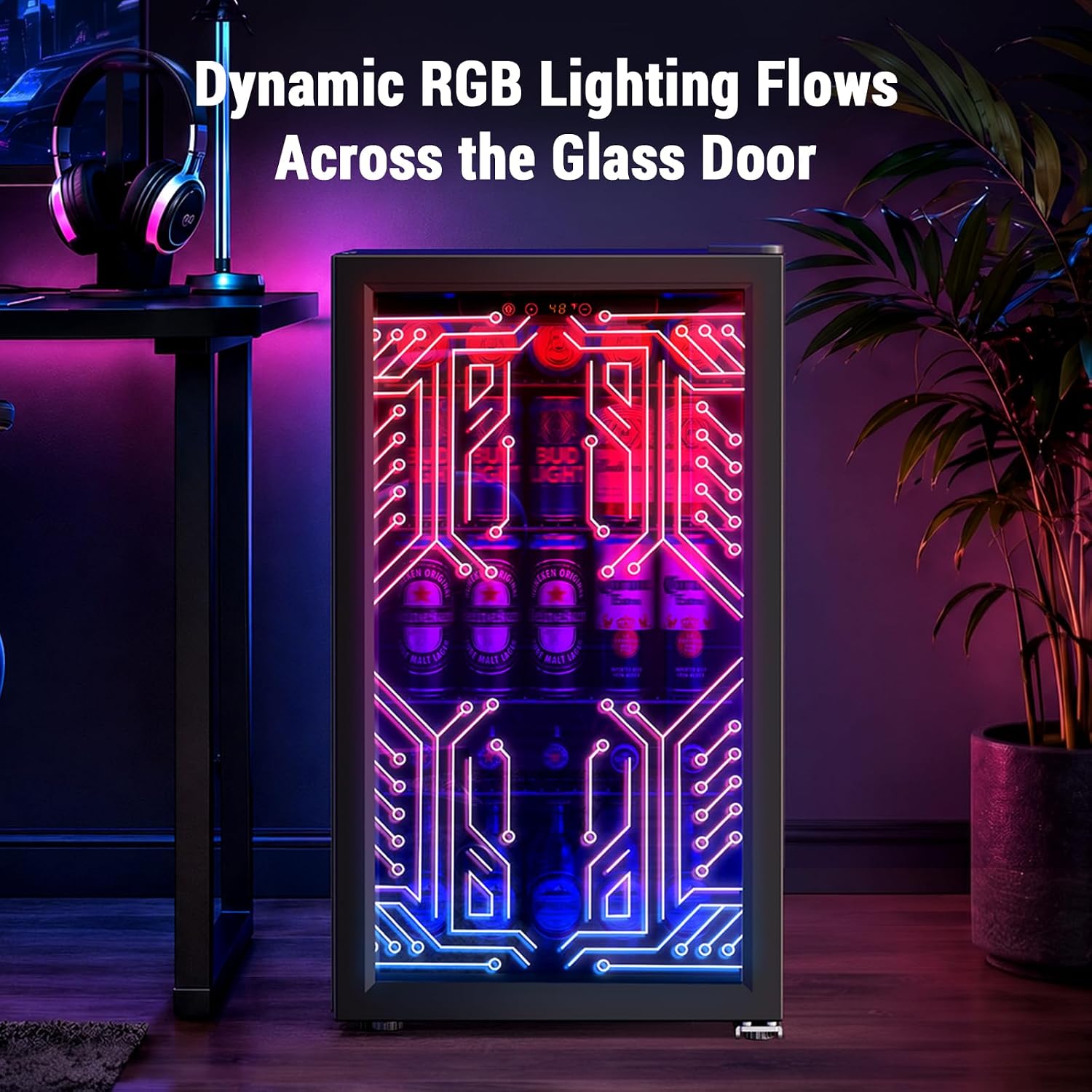 Thumbnail 3 de Antarctic Star JC-90VEL-F Gaming Beverage Refrigerator, 3.2 Cu. Ft. with RGB Lighting