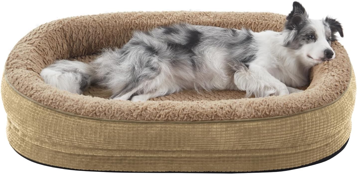 Detalle de Pawk Orthopädisches Hundebett Mittlere Größe – Vierseitige Nackenrolle, Memory Foam, wasserdicht und abnehmbar