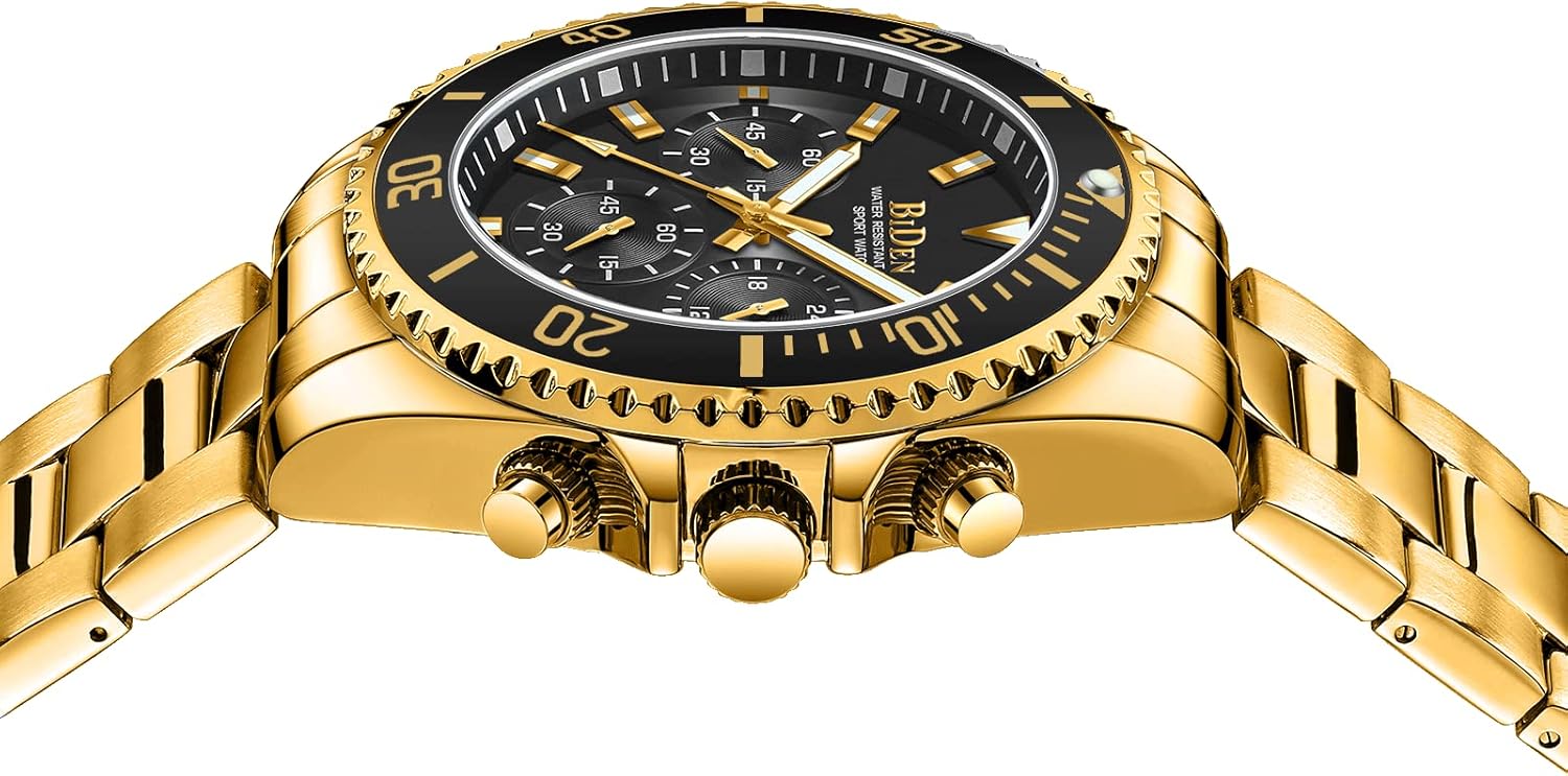 Thumbnail 3 de HANPOSH Herren Chronograph Edelstahl-Armbanduhr mit Datumsanzeige (Quarz, wasserdicht bis 30ATM)