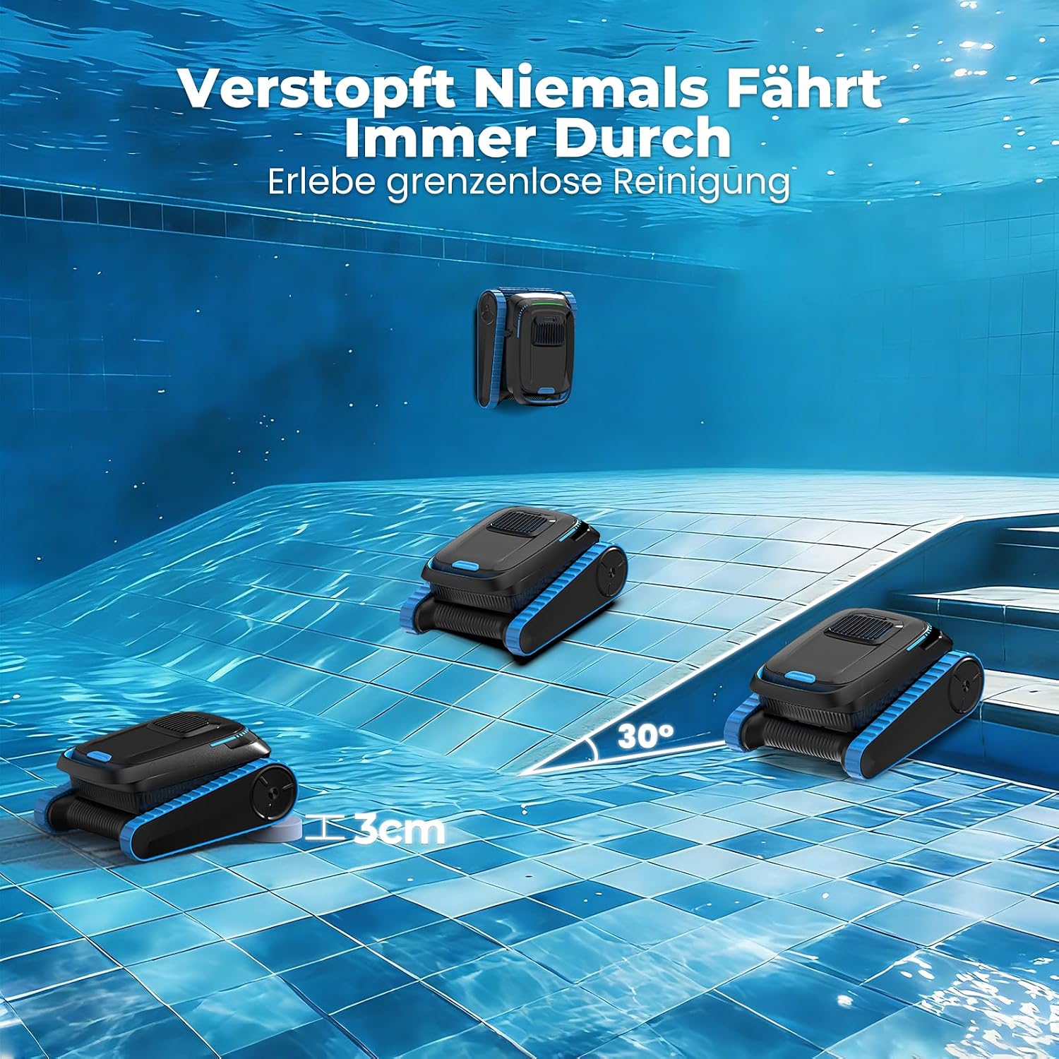 Thumbnail 4 de BOTLUXE PC20 Poolroboter (2026 Upgrade) mit App-Steuerung, Boden-, Wand- & Wasserlinienreinigung für Pools bis 170 m²