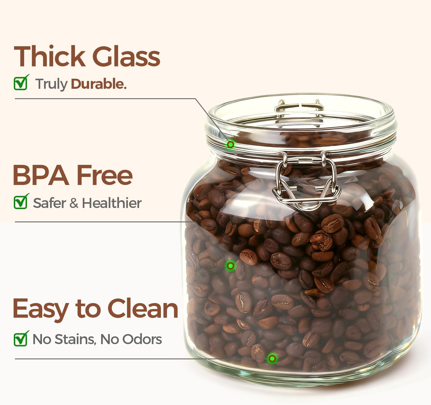 Thumbnail 5 de ComSaf Airtight Glass Storage Jars, 1 L 3 Pack with Clip-Top Lids