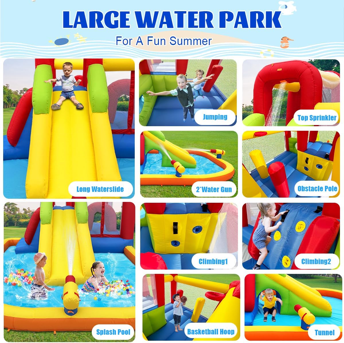 Detalle de Ballsea Castello gonfiabile con ventola: divertimento multisensoriale per indoor e outdoor